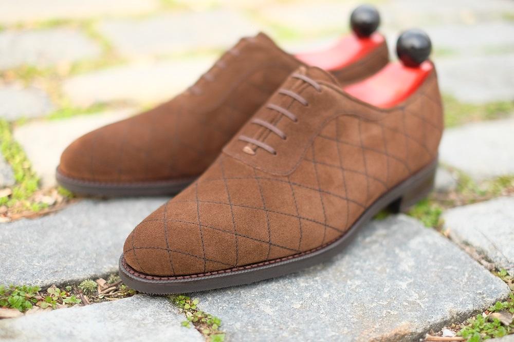 Spokane - MTO - Quilted Dark Brown Suede - TMG Last - City Rubber Sole-Made To Order Quilted Adelaide Oxfords-J.FitzPatrick Footwear