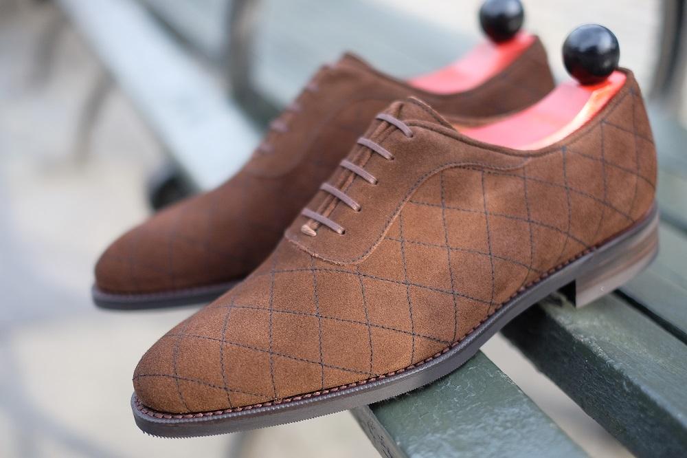 Spokane - MTO - Quilted Dark Brown Suede - TMG Last - City Rubber Sole-Made To Order Quilted Adelaide Oxfords-J.FitzPatrick Footwear