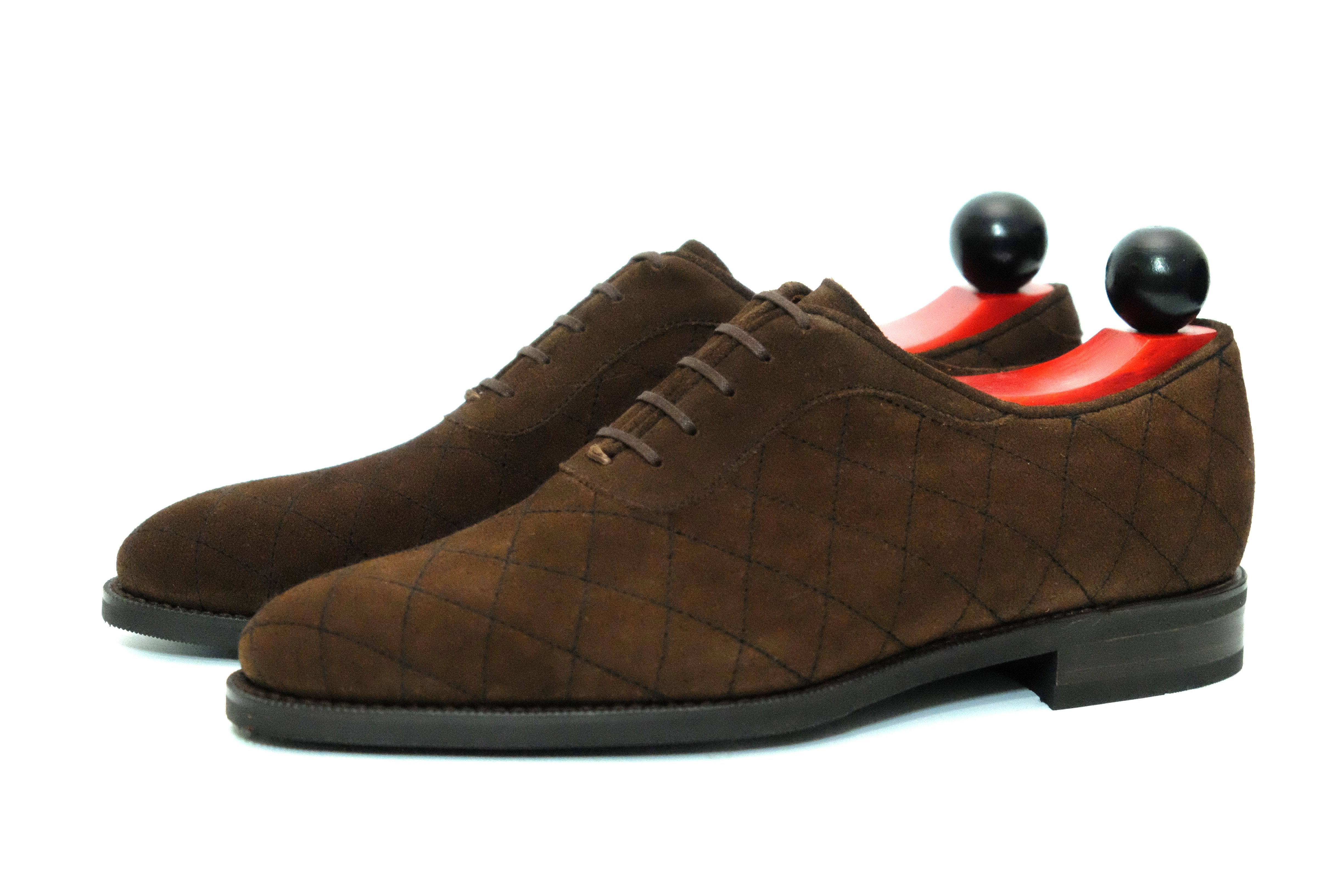 Spokane - MTO - Quilted Dark Brown Suede - TMG Last - City Rubber Sole-Made To Order Quilted Adelaide Oxfords-J.FitzPatrick Footwear