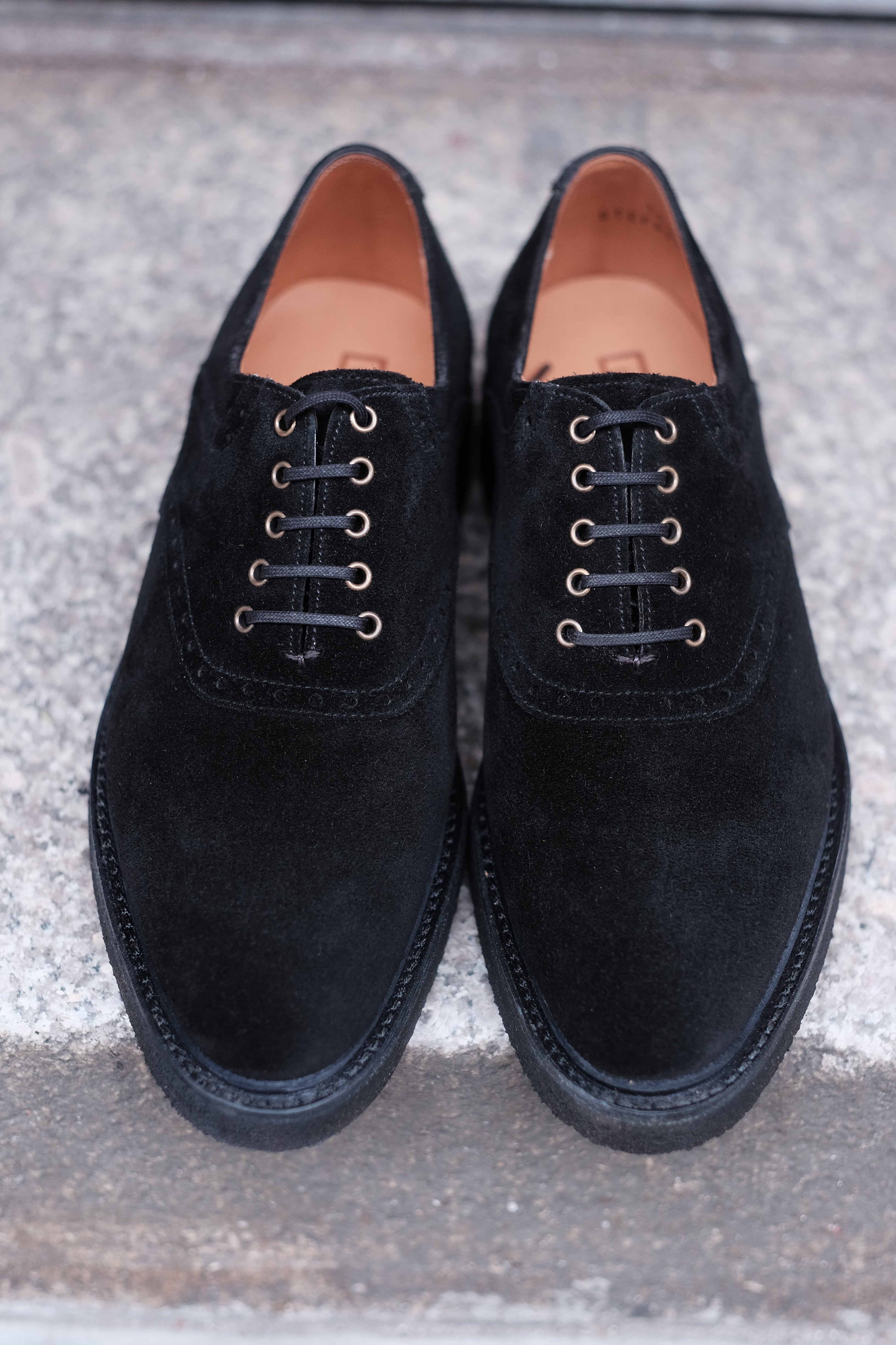 Stefano Redux - MTO - Black Suede / Brass Eyelets - TMG Last - Storm Welt - Black Crepe Sole-Made To Order Saddle Shoe Spectator Oxfords-J.FitzPatrick Footwear