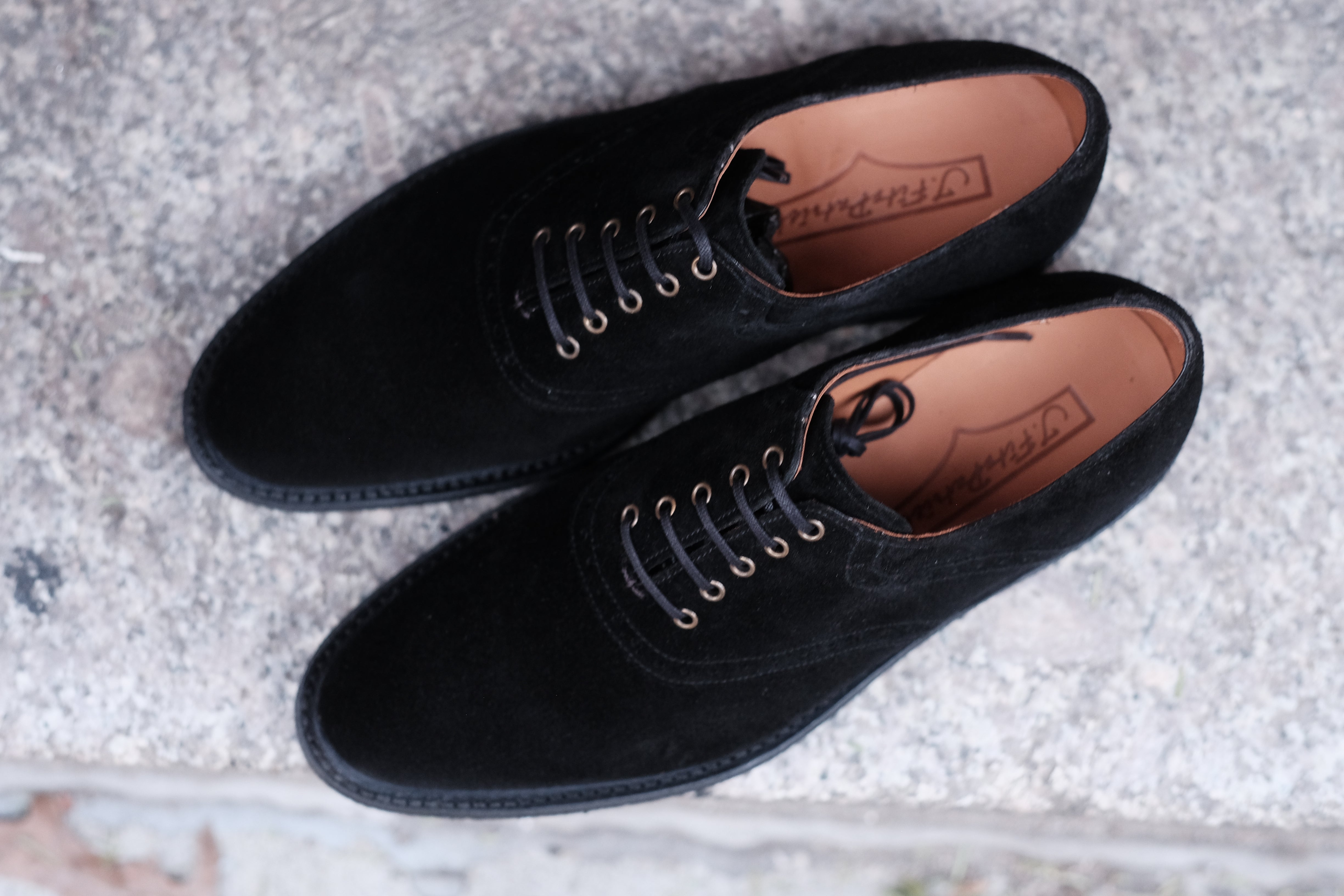 Stefano Redux - MTO - Black Suede / Brass Eyelets - TMG Last - Storm Welt - Black Crepe Sole-Made To Order Saddle Shoe Spectator Oxfords-J.FitzPatrick Footwear