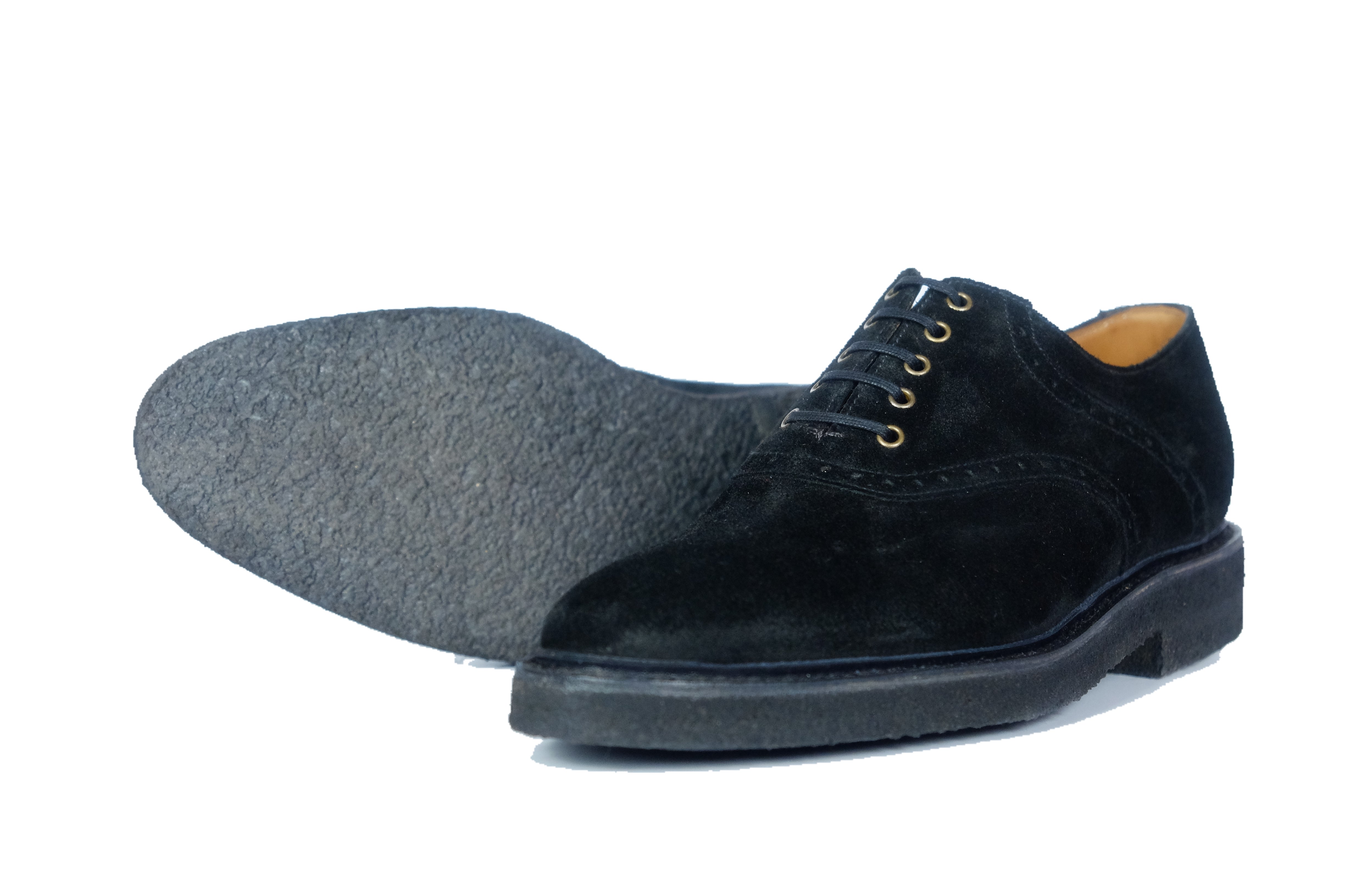 Stefano Redux - MTO - Black Suede / Brass Eyelets - TMG Last - Storm Welt - Black Crepe Sole-Made To Order Saddle Shoe Spectator Oxfords-J.FitzPatrick Footwear