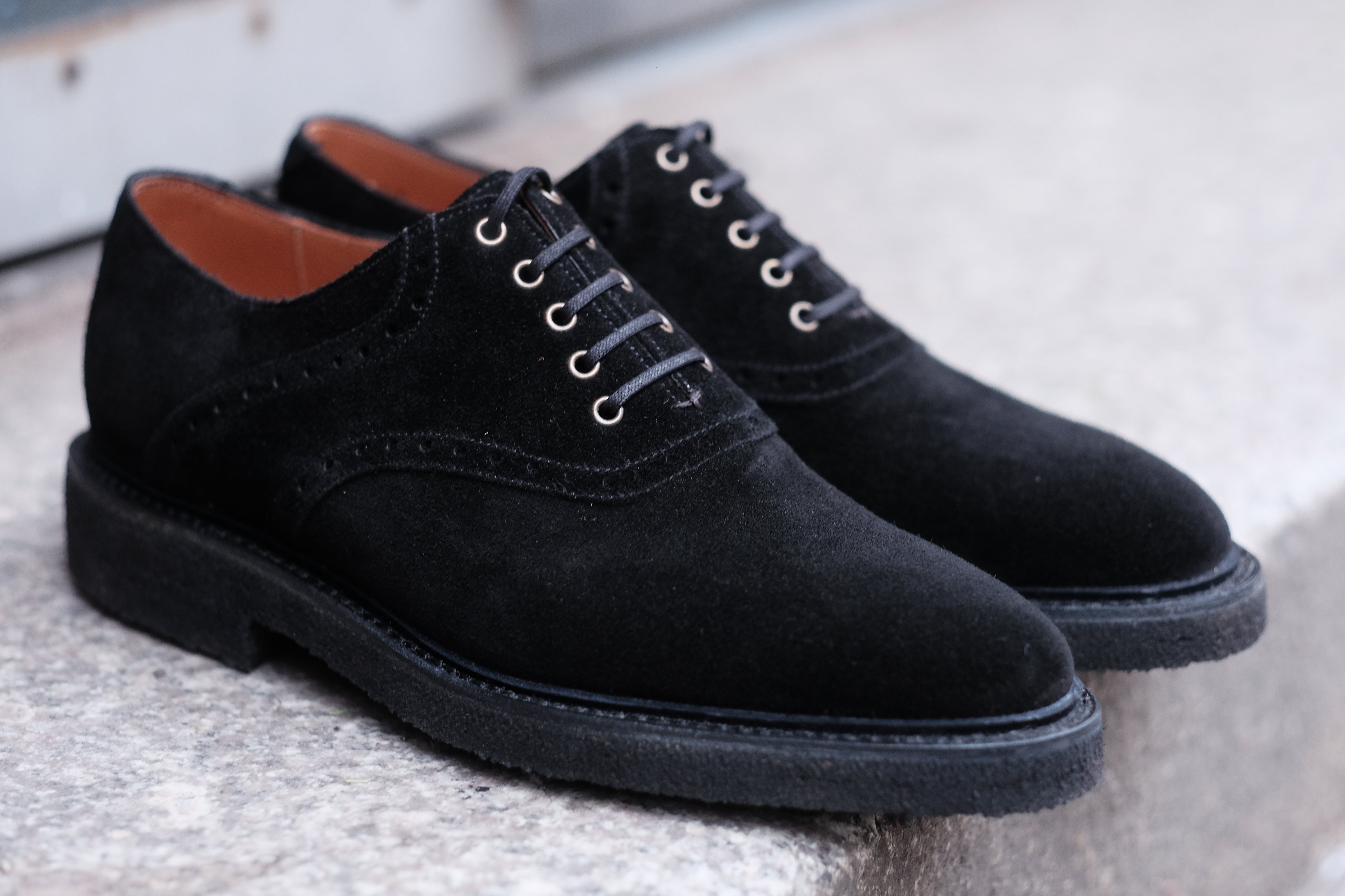 Stefano Redux - MTO - Black Suede / Brass Eyelets - TMG Last - Storm Welt - Black Crepe Sole-Made To Order Saddle Shoe Spectator Oxfords-J.FitzPatrick Footwear