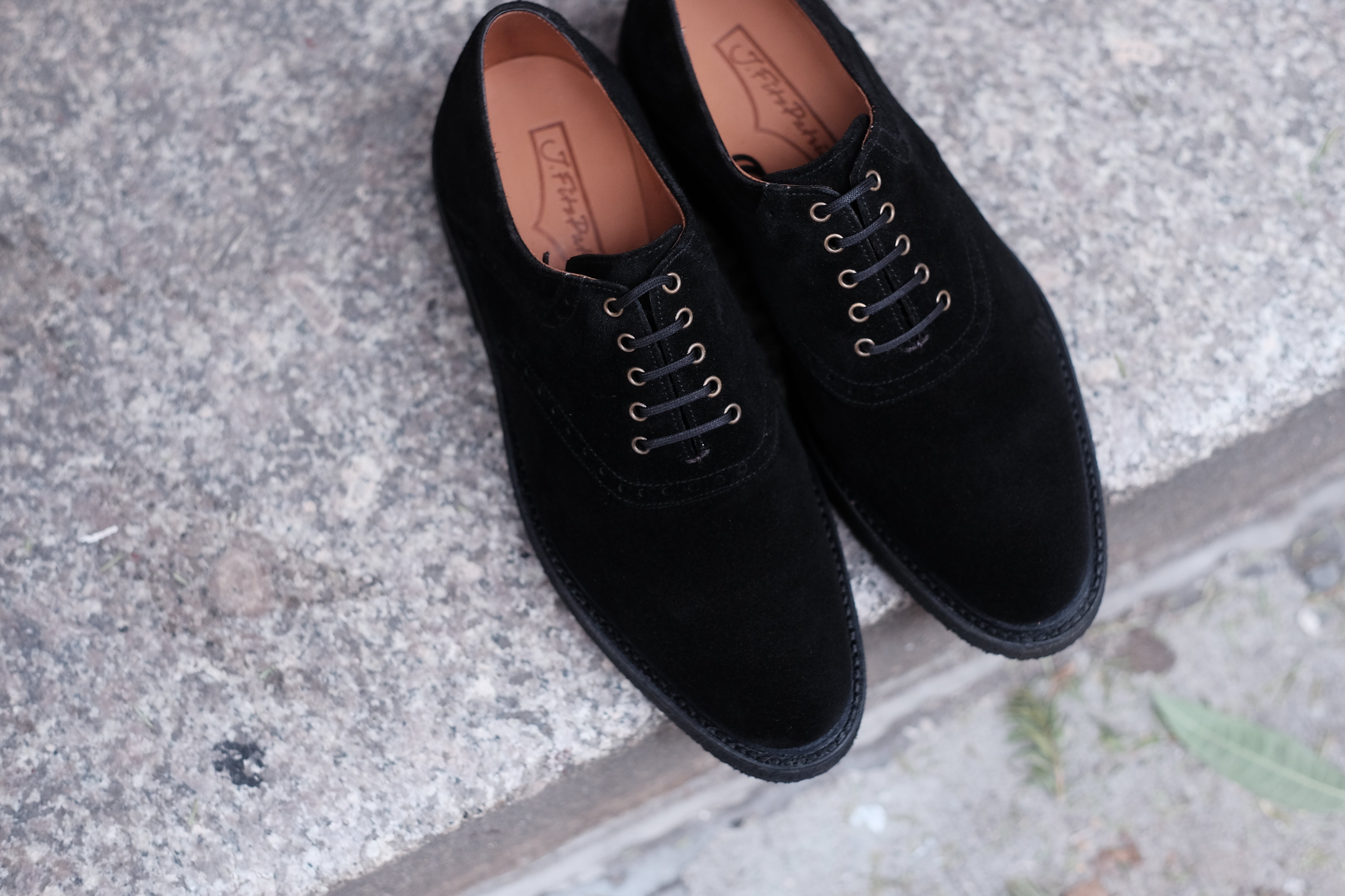 Stefano Redux - MTO - Black Suede / Brass Eyelets - TMG Last - Storm Welt - Black Crepe Sole-Made To Order Saddle Shoe Spectator Oxfords-J.FitzPatrick Footwear