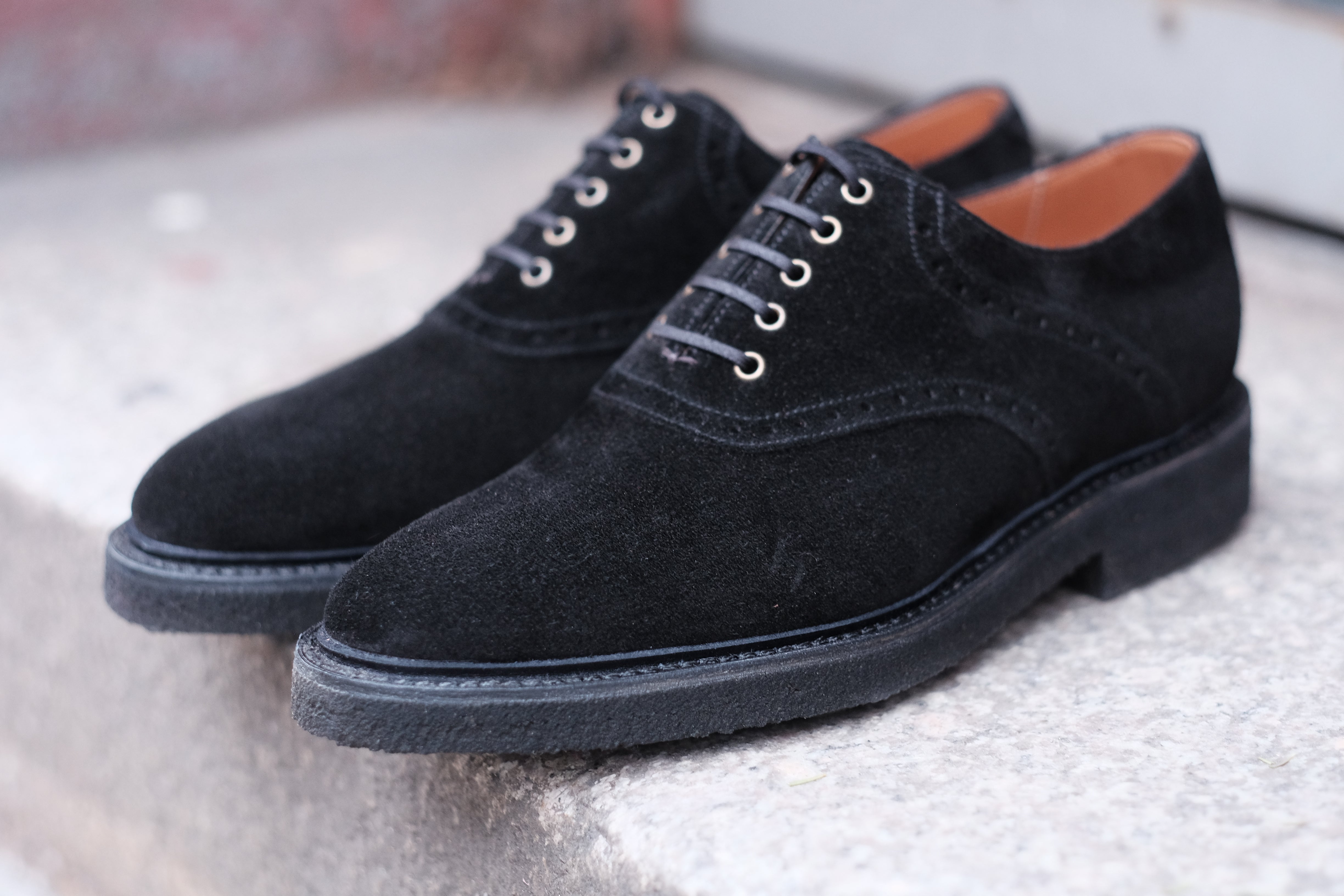 Stefano Redux - MTO - Black Suede / Brass Eyelets - TMG Last - Storm Welt - Black Crepe Sole-Made To Order Saddle Shoe Spectator Oxfords-J.FitzPatrick Footwear