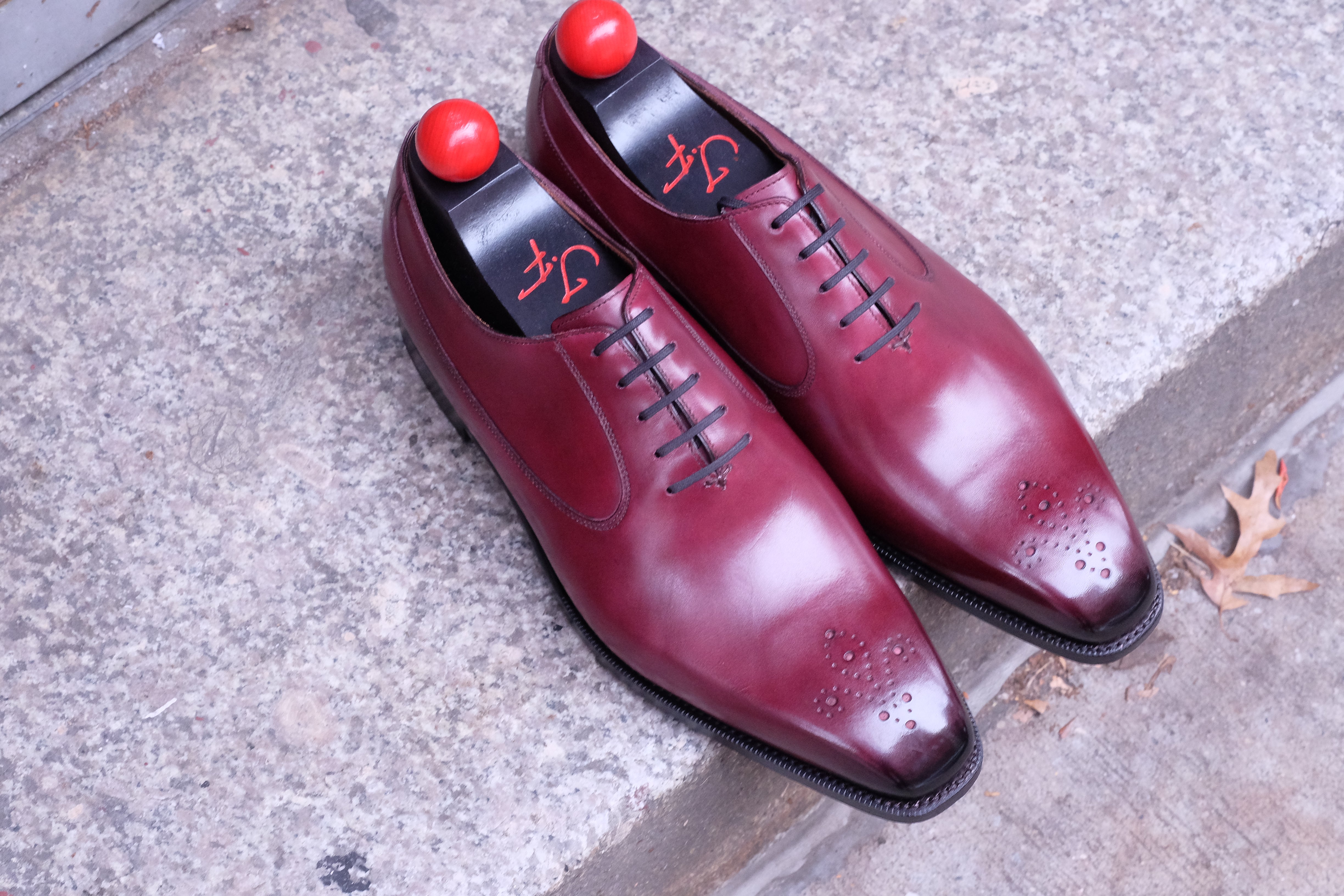Tacoma - MTO - Raspberry Calf - MGF Last - Single Leather Sole-Made To Order Medallion Swan Neck Oxfords-J.FitzPatrick Footwear