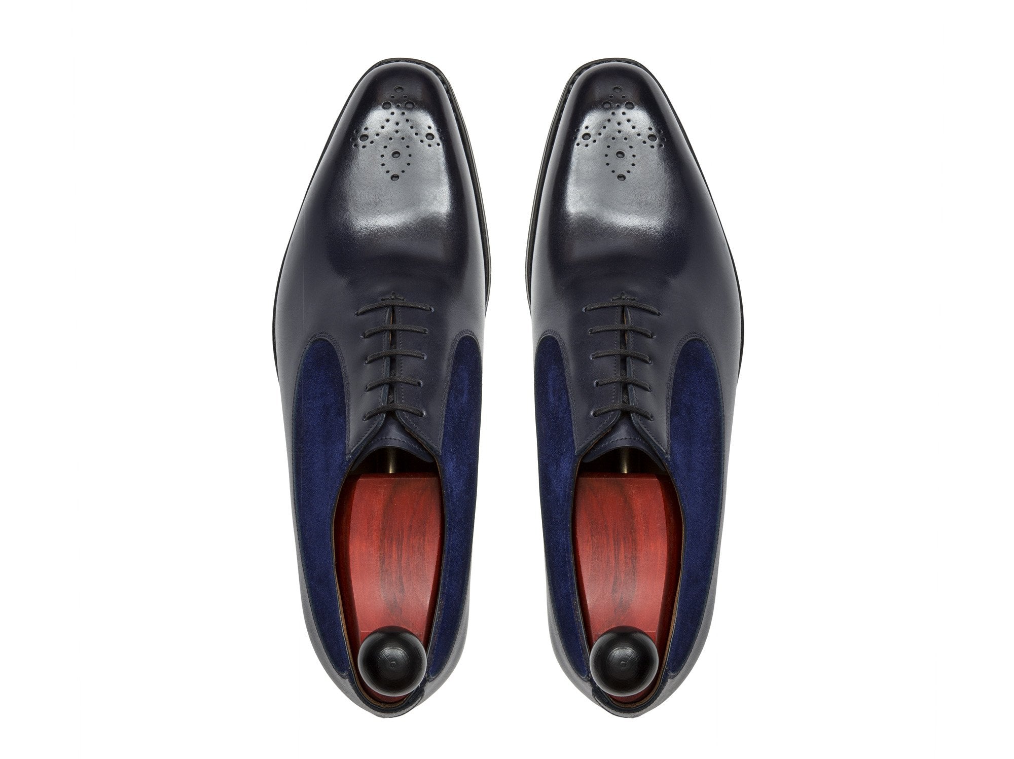 Tacoma - MTO - Sea Blue Calf / Vivid Suede - LPB Last - Single Leather Sole-Made To Order Medallion Swan Neck Oxfords-J.FitzPatrick Footwear