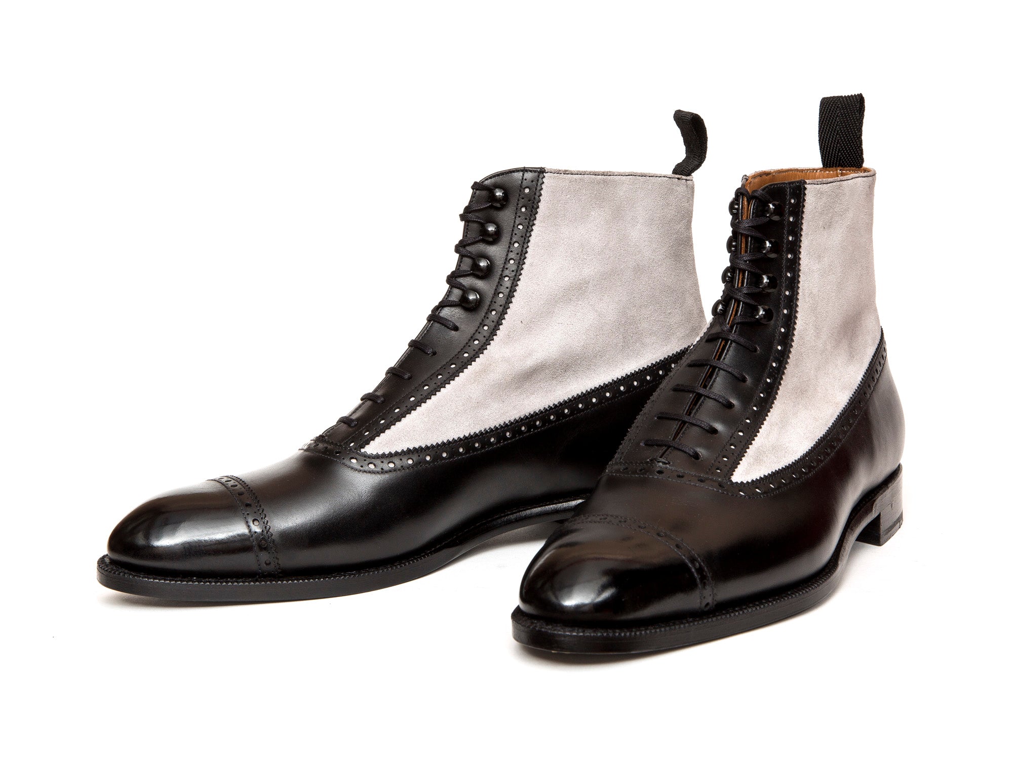 Tyler - MTO - Black Calf / Pearl Grey Suede - NGT Last - Single Leather Sole-Made To Order Boot Spectator Balmoral-J.FitzPatrick Footwear