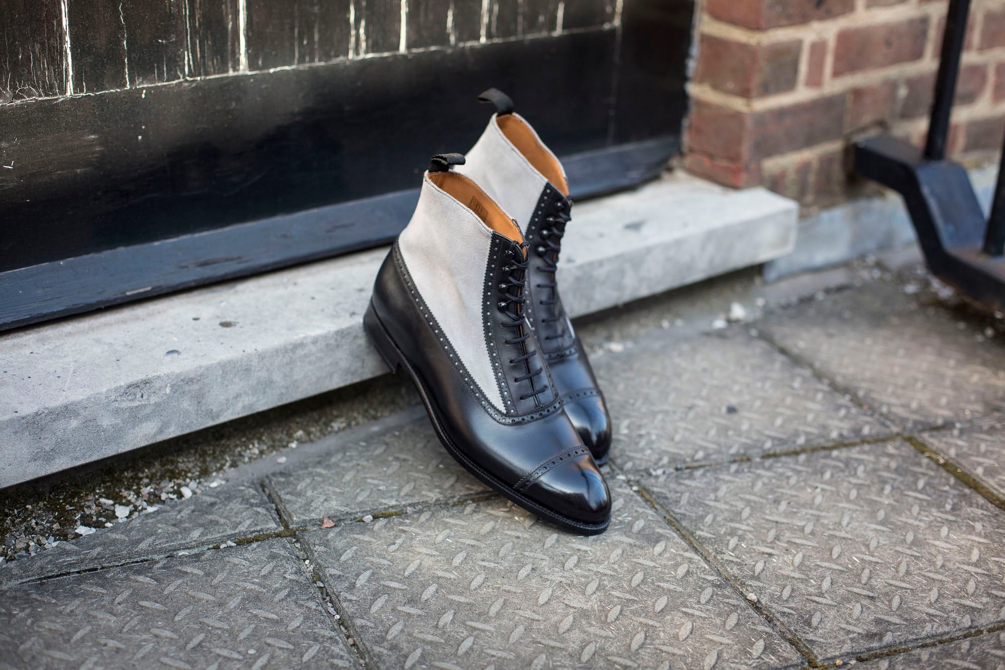 Tyler - MTO - Black Calf / Pearl Grey Suede - NGT Last - Single Leather Sole-Made To Order Boot Spectator Balmoral-J.FitzPatrick Footwear