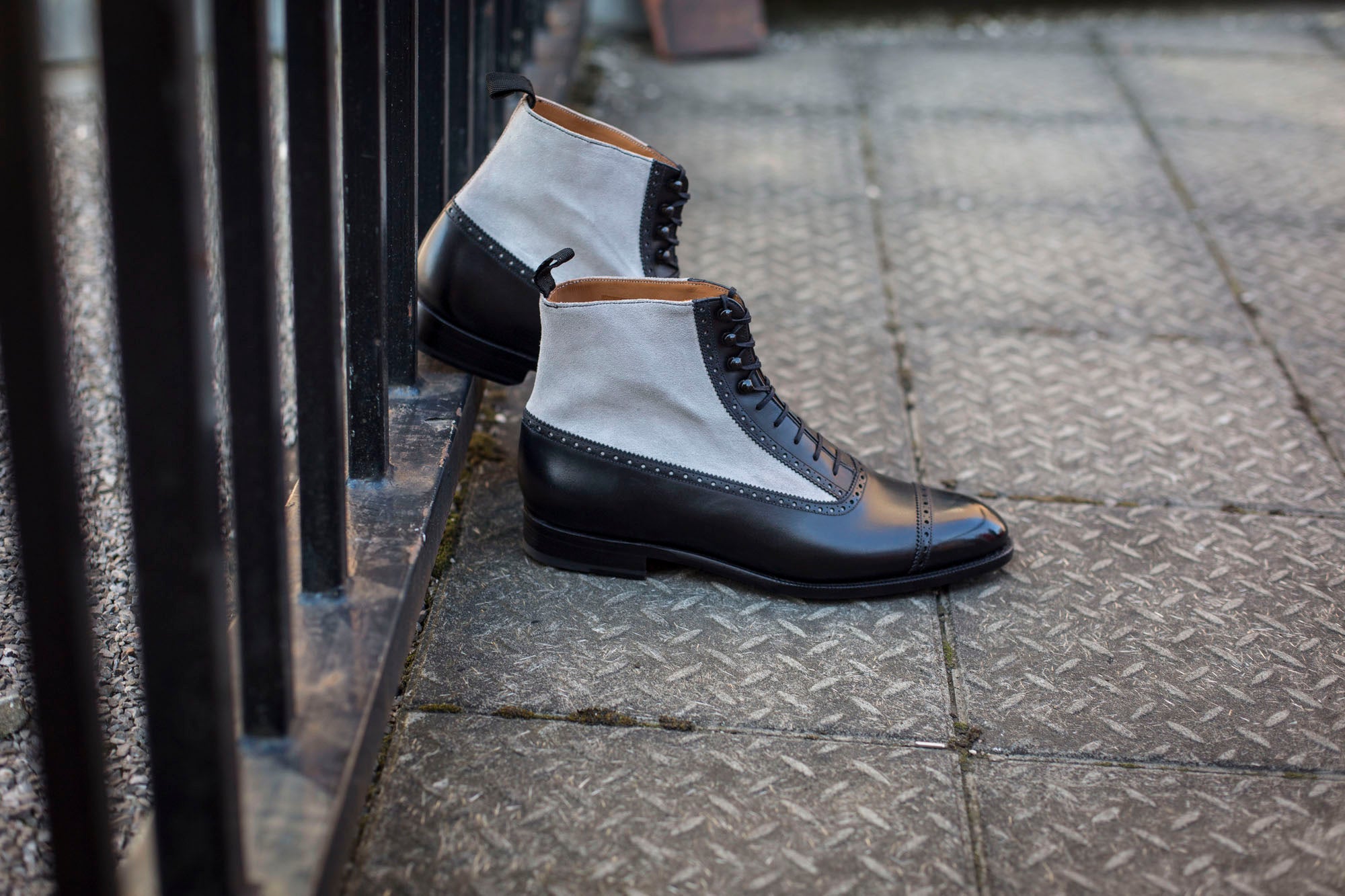 Tyler - MTO - Black Calf / Pearl Grey Suede - NGT Last - Single Leather Sole-Made To Order Boot Spectator Balmoral-J.FitzPatrick Footwear