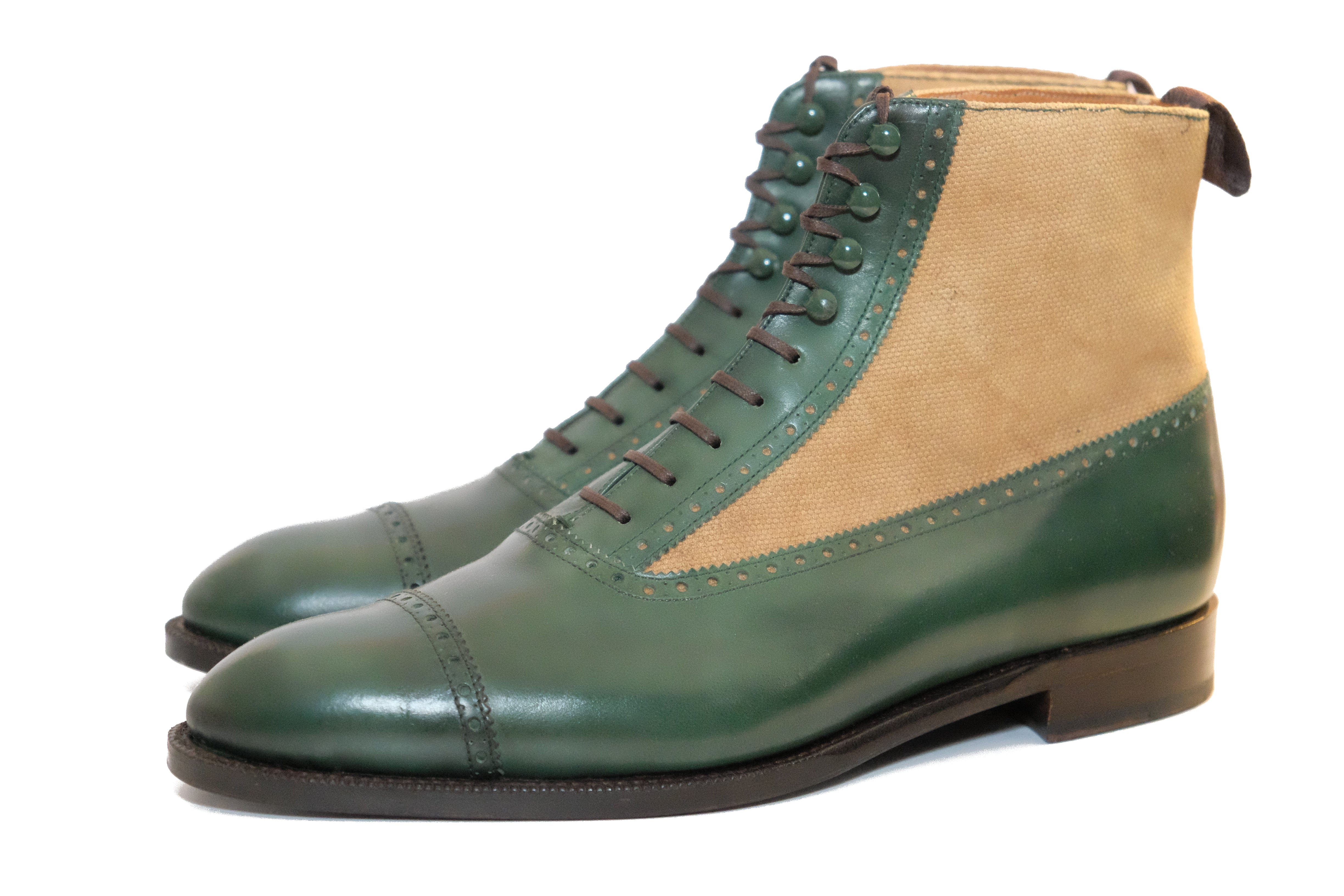 Tyler - MTO - Forest Green Calf / Hemp Canvas-Made To Order Boot Spectator Balmoral-J.FitzPatrick Footwear
