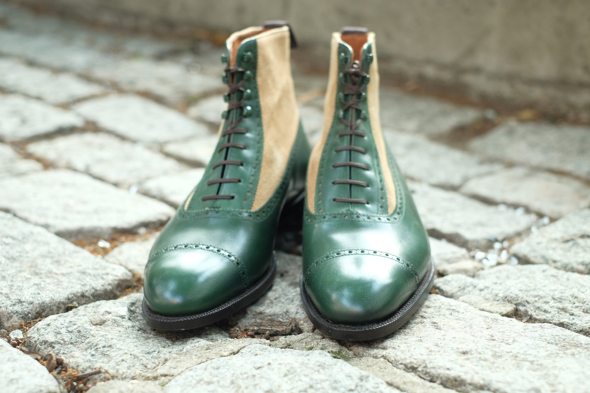 Tyler - MTO - Forest Green Calf / Hemp Canvas-Made To Order Boot Spectator Balmoral-J.FitzPatrick Footwear