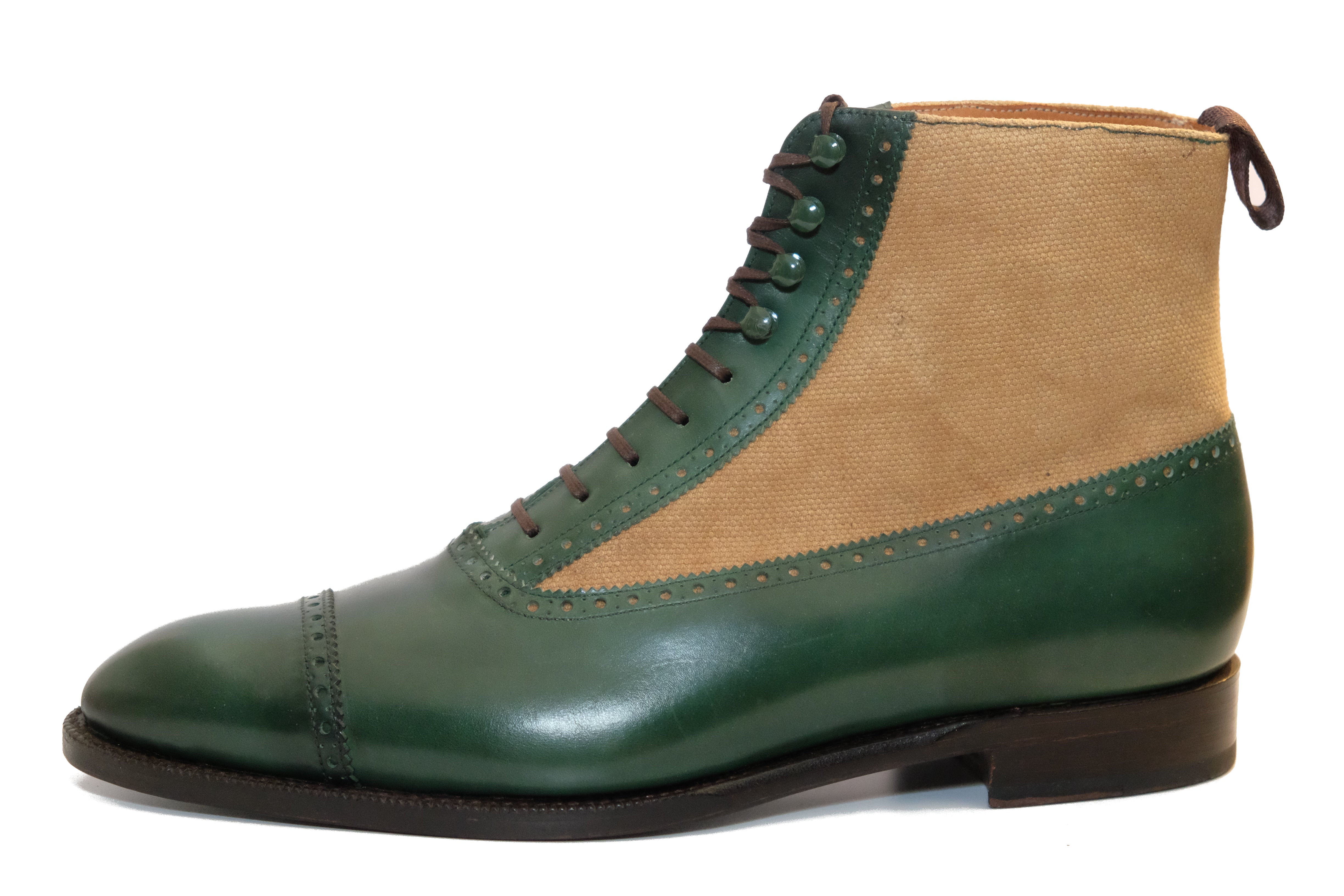 Tyler - MTO - Forest Green Calf / Hemp Canvas-Made To Order Boot Spectator Balmoral-J.FitzPatrick Footwear