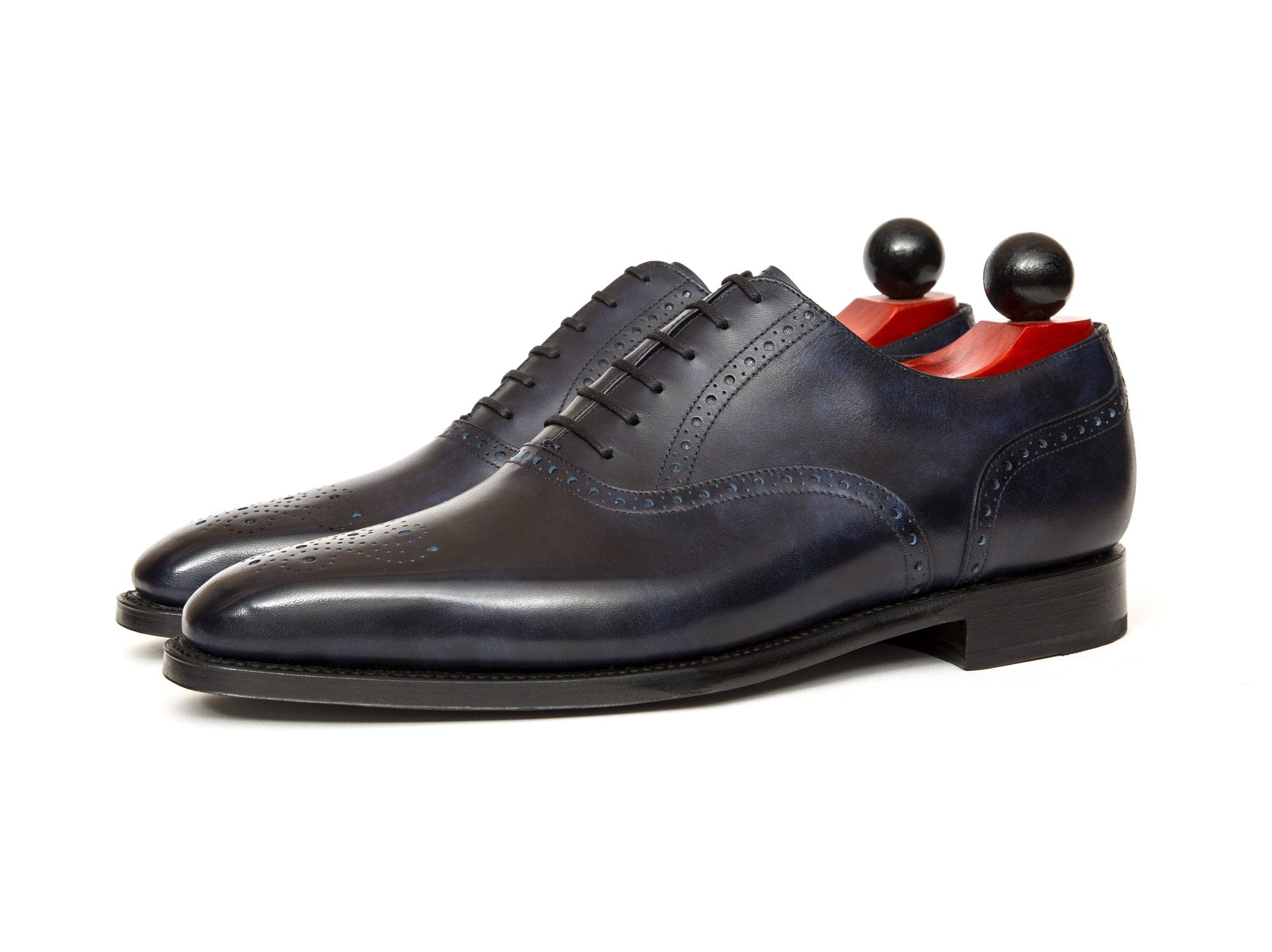 Wallingford II - MTO - Navy Museum Calf - MGF Last - Single Leather Sole-Made To Order Medallion Brogue Oxfords-J.FitzPatrick Footwear