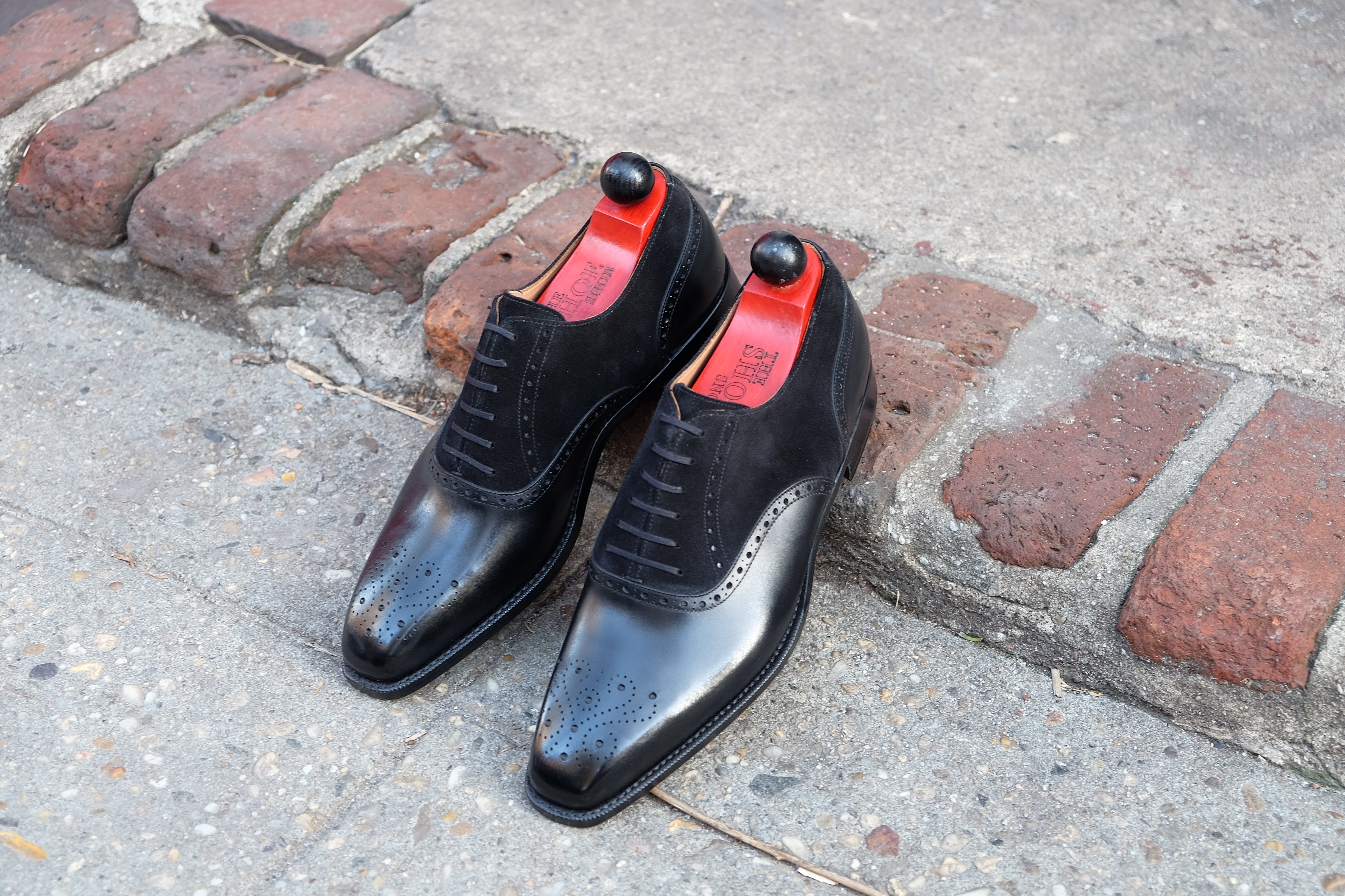 Wallingford - MTO - Black Calf / Black Suede - MGF Last - Single Leather Sole-Made To Order Medallion Brogue Oxfords-J.FitzPatrick Footwear