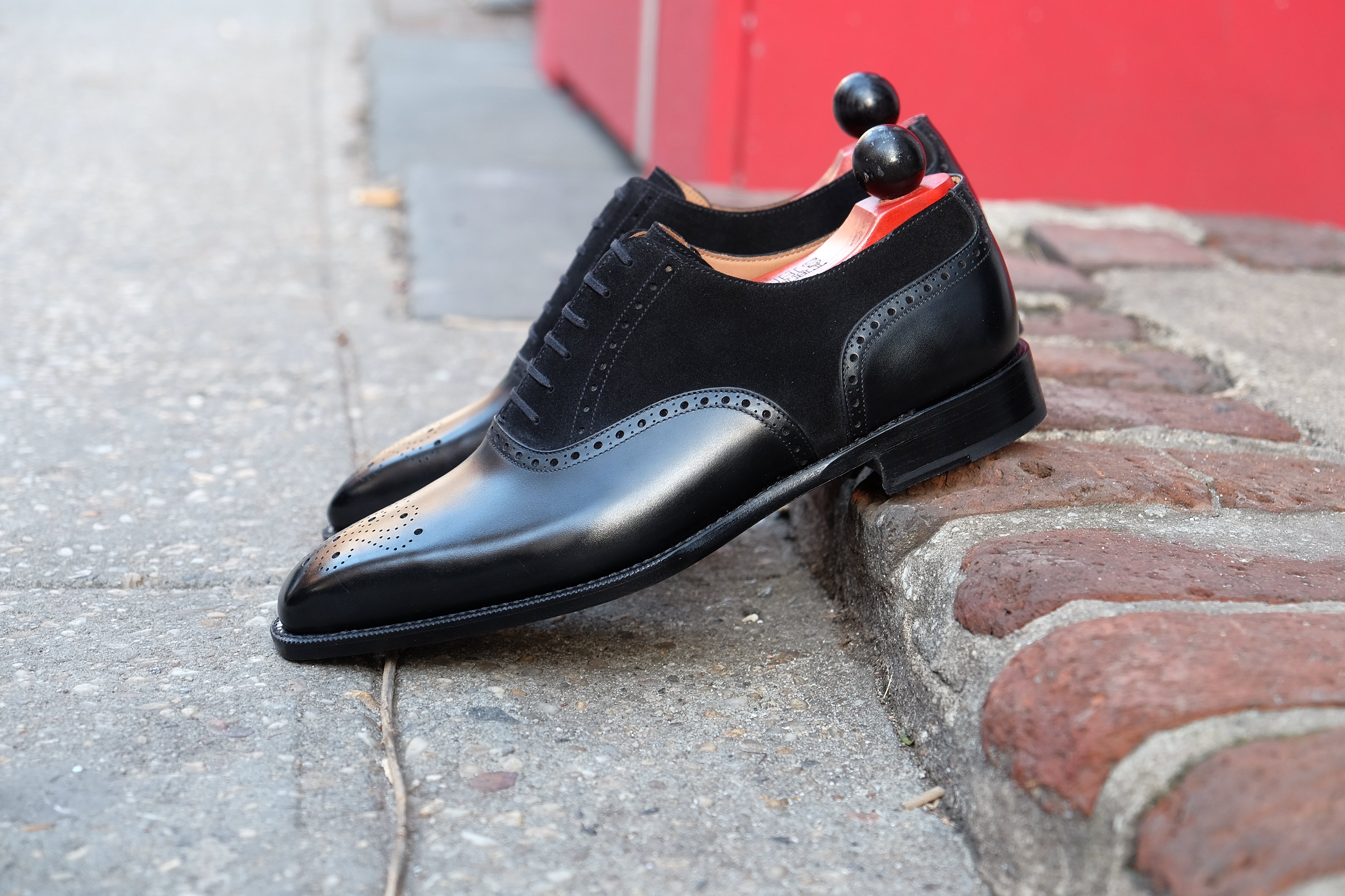 Wallingford - MTO - Black Calf / Black Suede - MGF Last - Single Leather Sole-Made To Order Medallion Brogue Oxfords-J.FitzPatrick Footwear