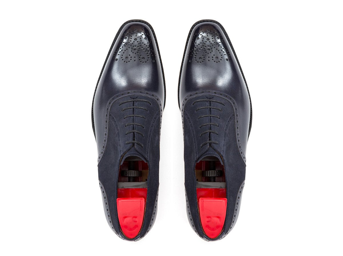 Wallingford - MTO - Marine Blue Calf / Navy Suede - LPB Last - Single Leather Sole-Made To Order Medallion Brogue Oxfords-J.FitzPatrick Footwear