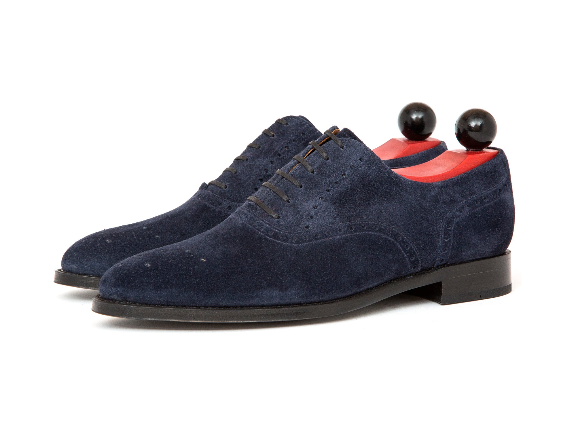 Wallingford - MTO - Navy Suede - TMG Last - Single Leather Sole-Made To Order Medallion Brogue Oxfords-J.FitzPatrick Footwear