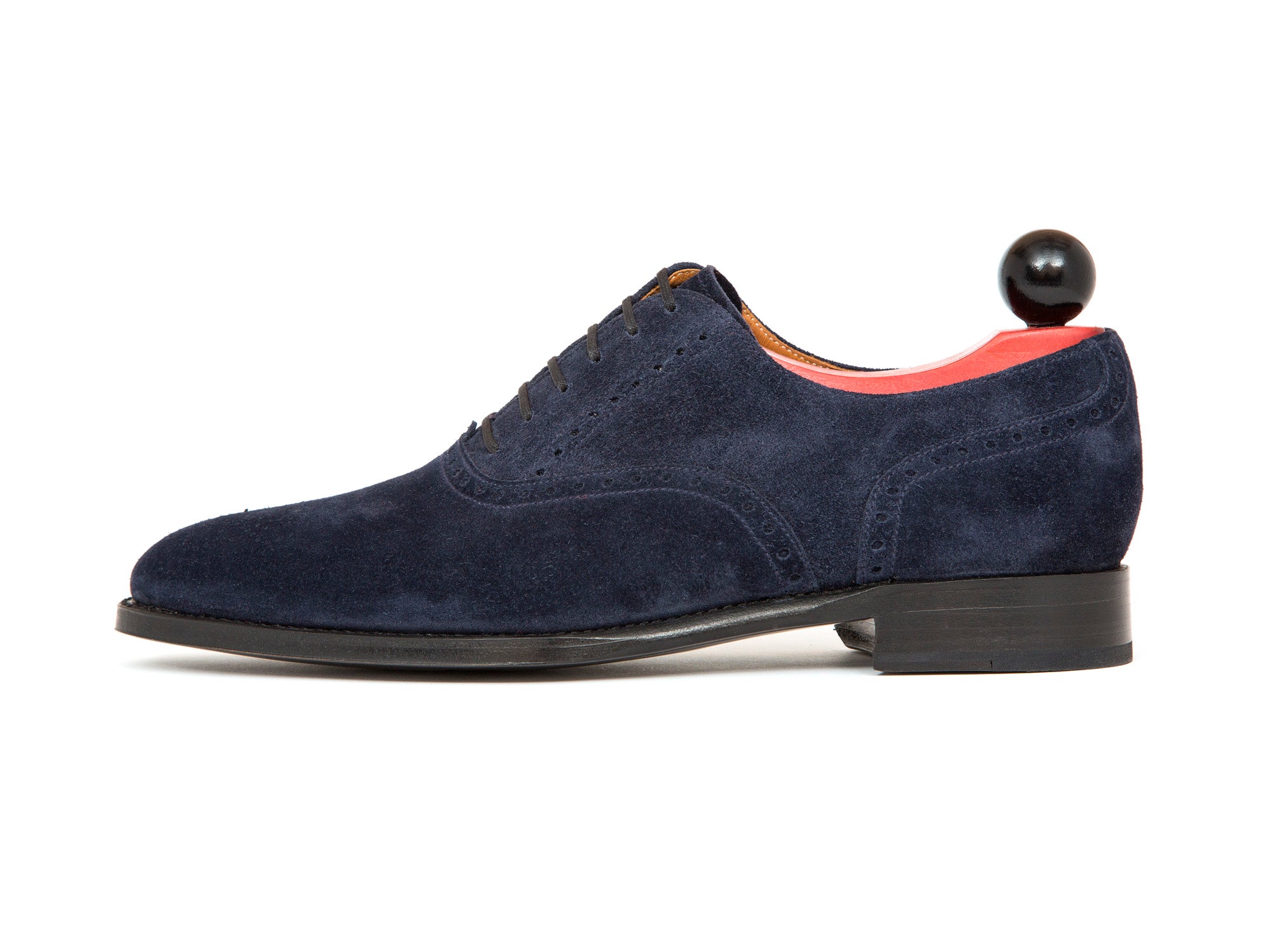 Wallingford - MTO - Navy Suede - TMG Last - Single Leather Sole-Made To Order Medallion Brogue Oxfords-J.FitzPatrick Footwear
