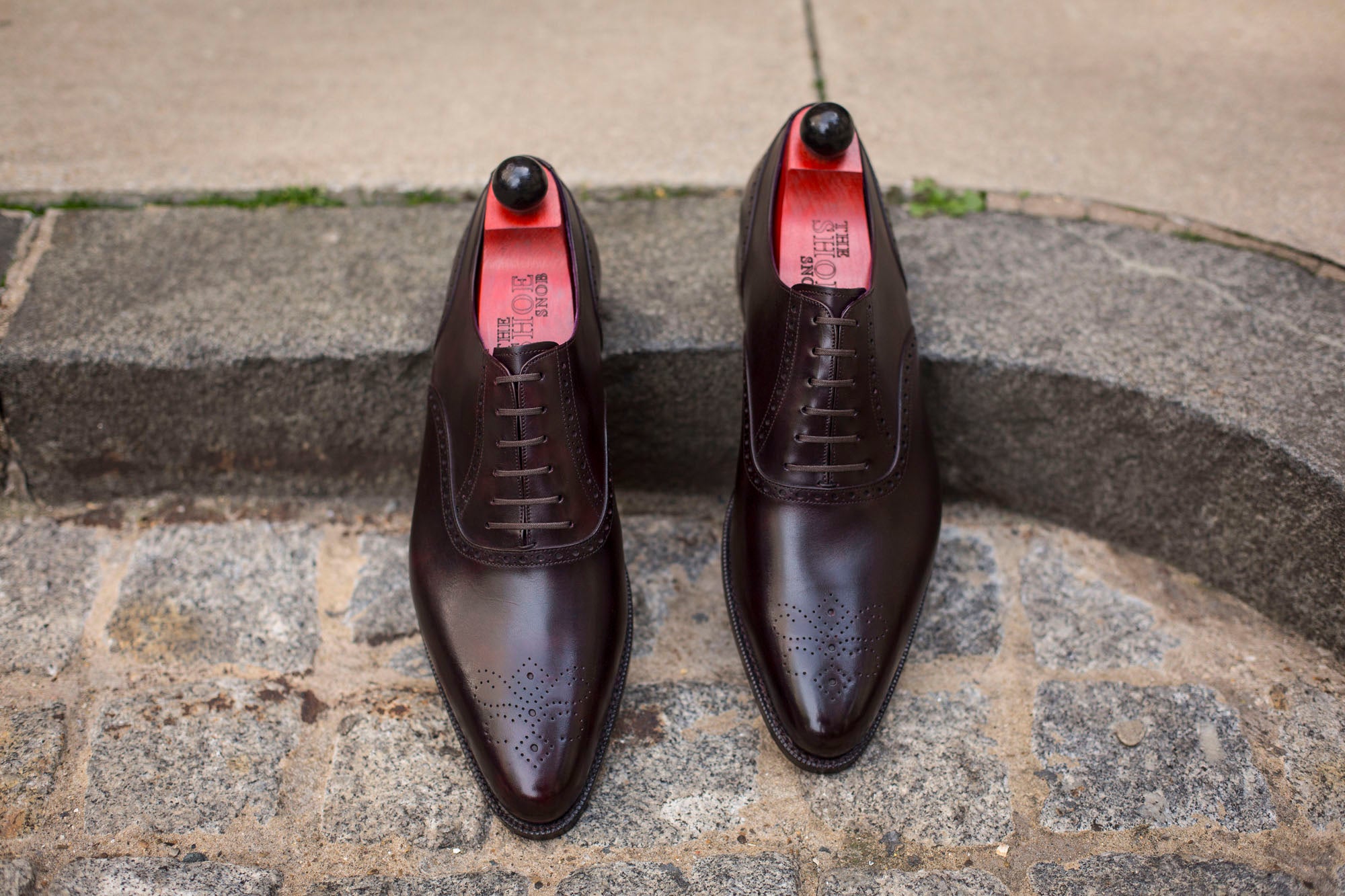 Wallingford - MTO - Plum Musem Calf - Papillon Medallion - JKF Last - Antique Single Leather Sole-Made To Order Medallion Brogue Oxfords-J.FitzPatrick Footwear
