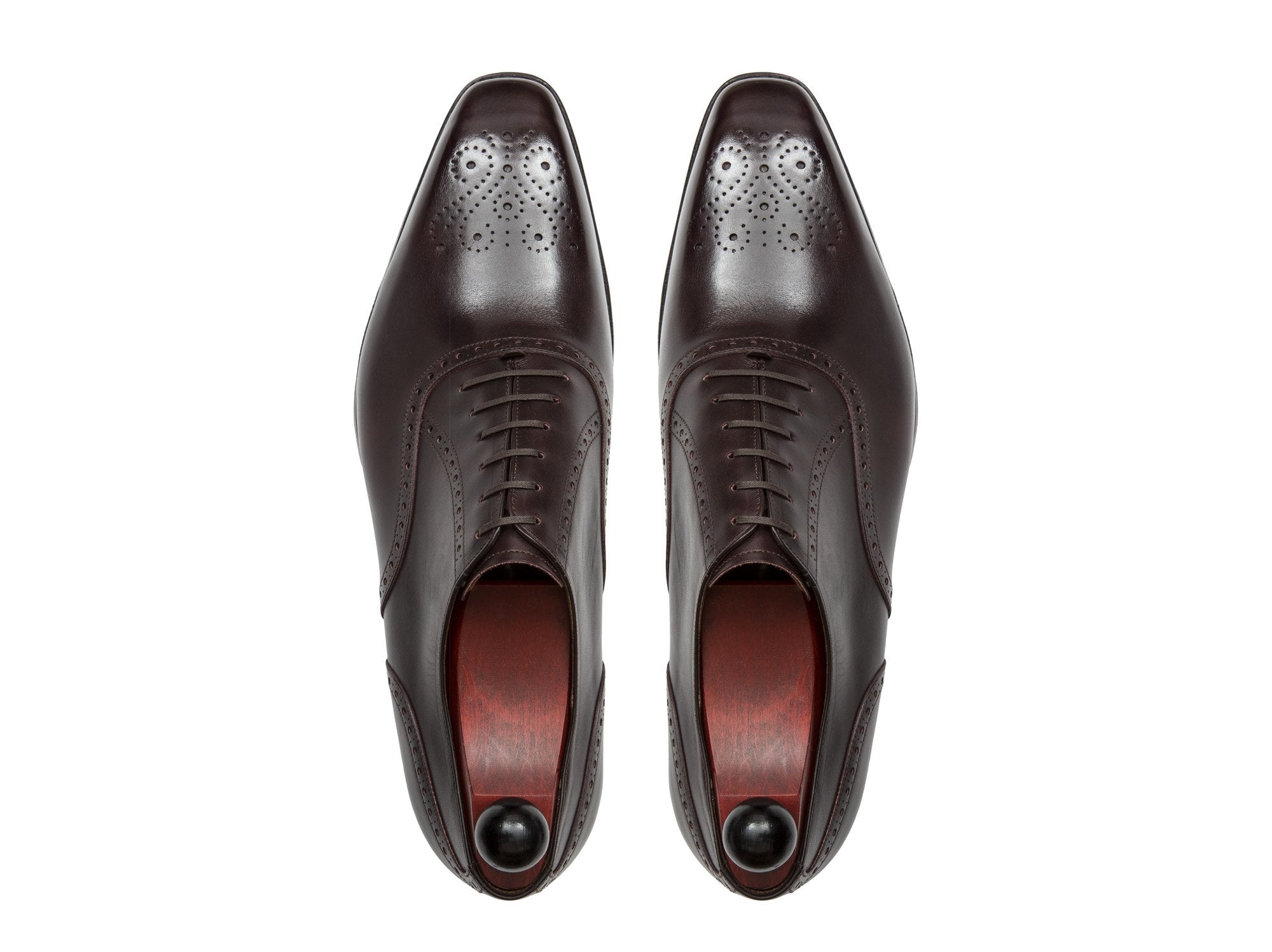 Wallingford - MTO - Plum Museum Calf - MGF Last - Antique Single Leather Sole-Made To Order Medallion Brogue Oxfords-J.FitzPatrick Footwear