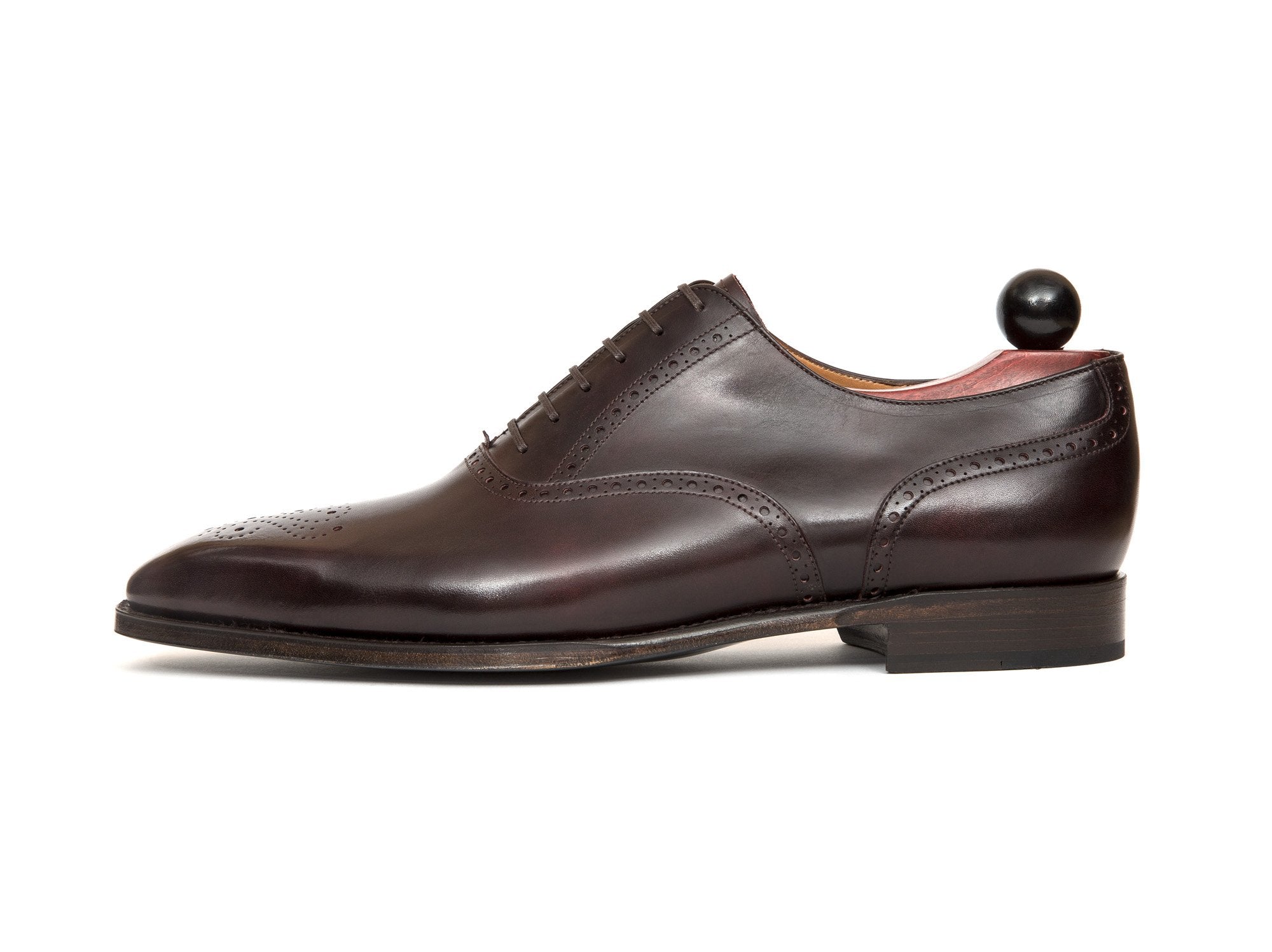 Wallingford - MTO - Plum Museum Calf - MGF Last - Antique Single Leather Sole-Made To Order Medallion Brogue Oxfords-J.FitzPatrick Footwear