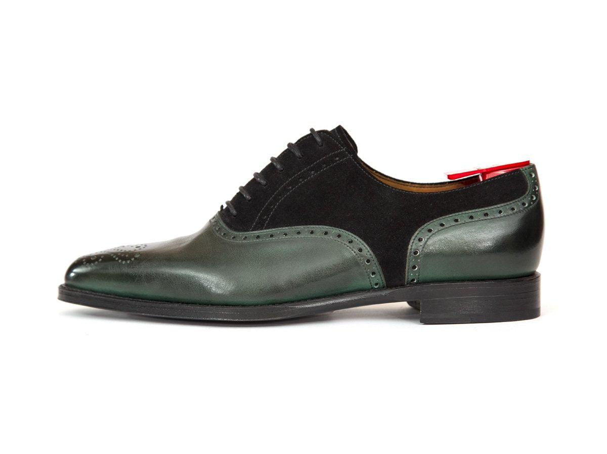 Wallingford - MTO - Shaded Green Calf / Black Suede - LPB Last - Single Leather Sole-Made To Order Medallion Brogue Oxfords-J.FitzPatrick Footwear