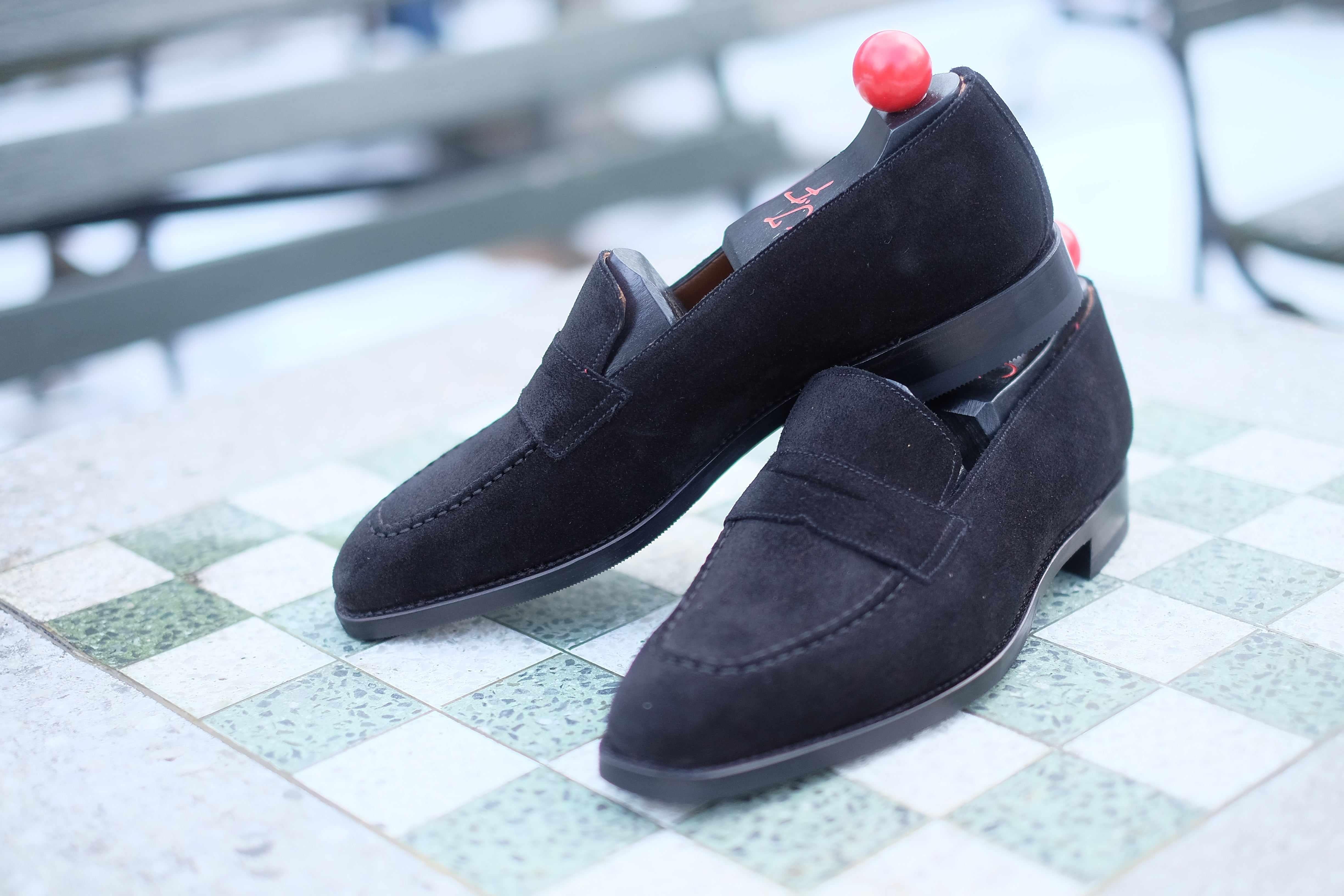 Washington - Black Suede-Penny Loafers-J.FitzPatrick Footwear