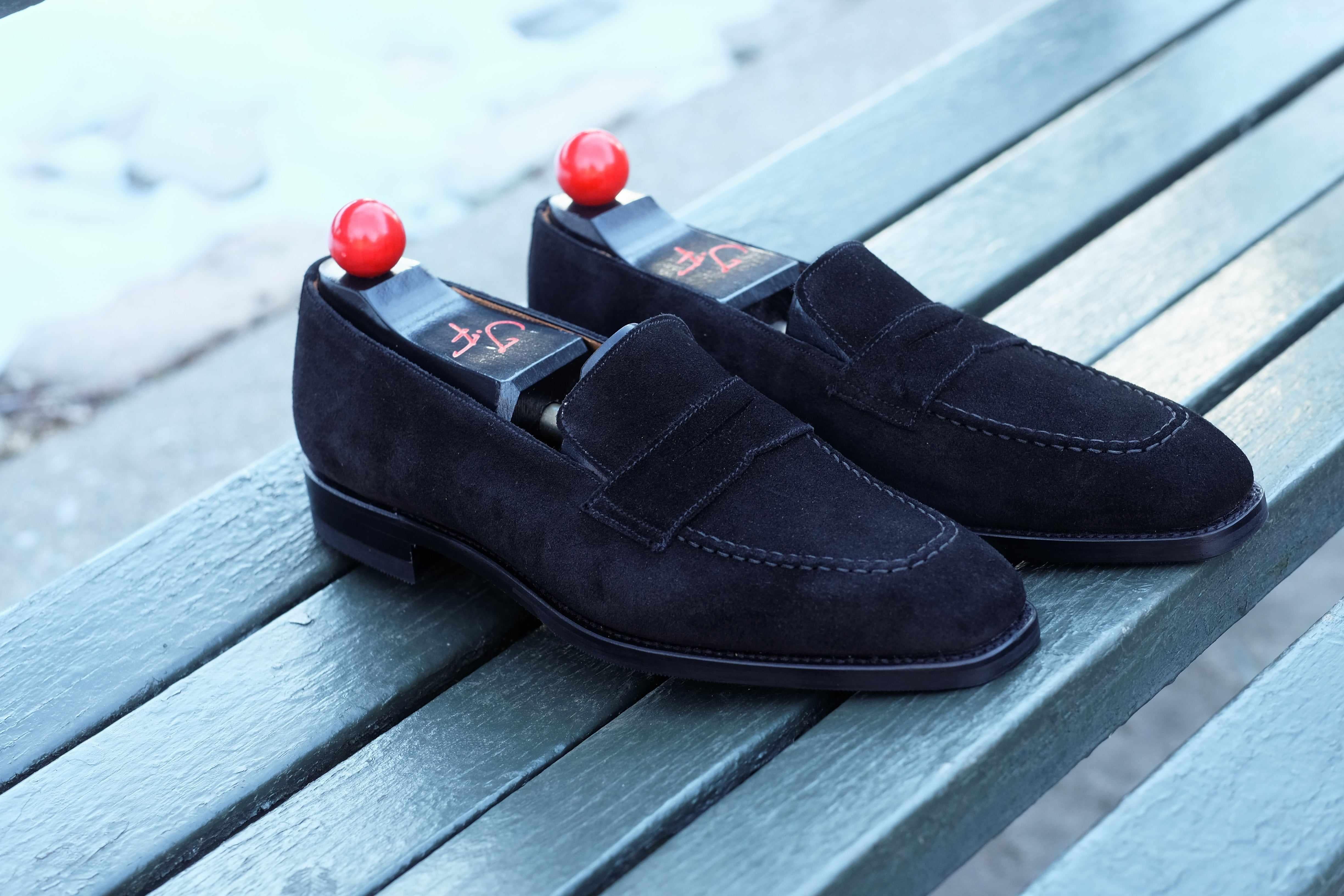 Washington - Black Suede-Penny Loafers-J.FitzPatrick Footwear