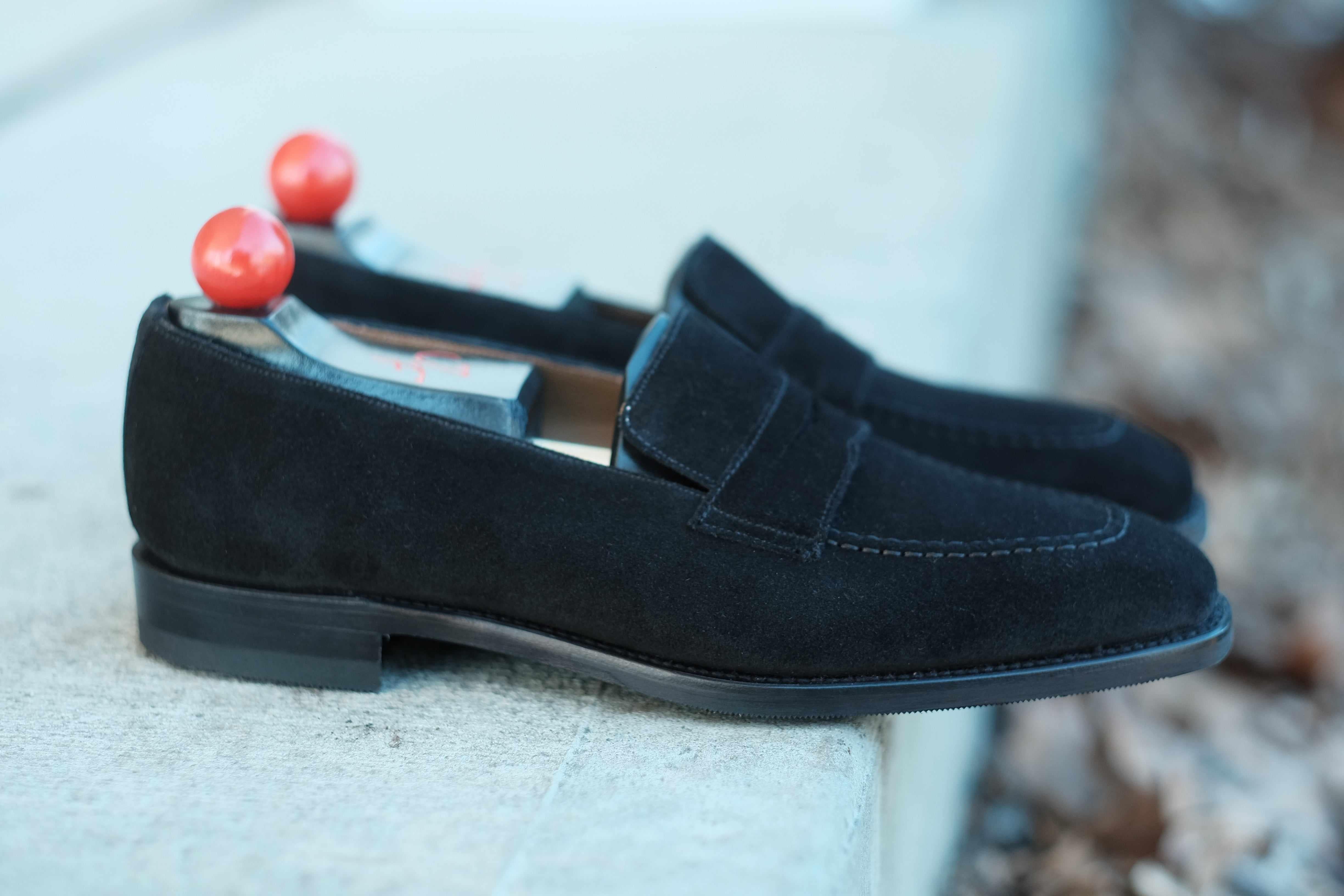 Washington - Black Suede-Penny Loafers-J.FitzPatrick Footwear