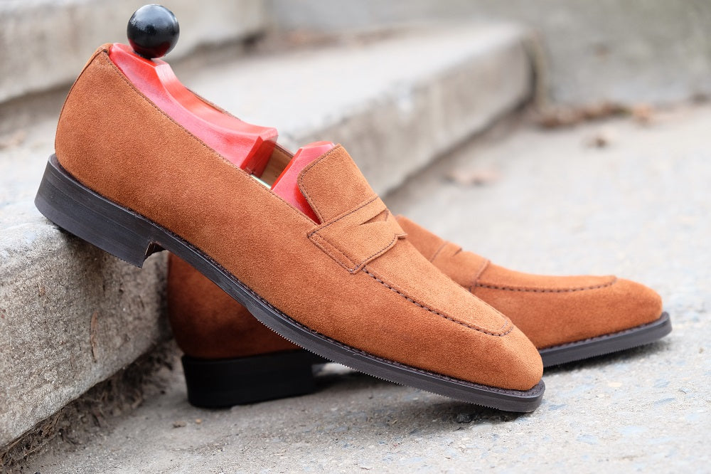 Washington - Cumin Suede-Penny Loafers-J.FitzPatrick Footwear