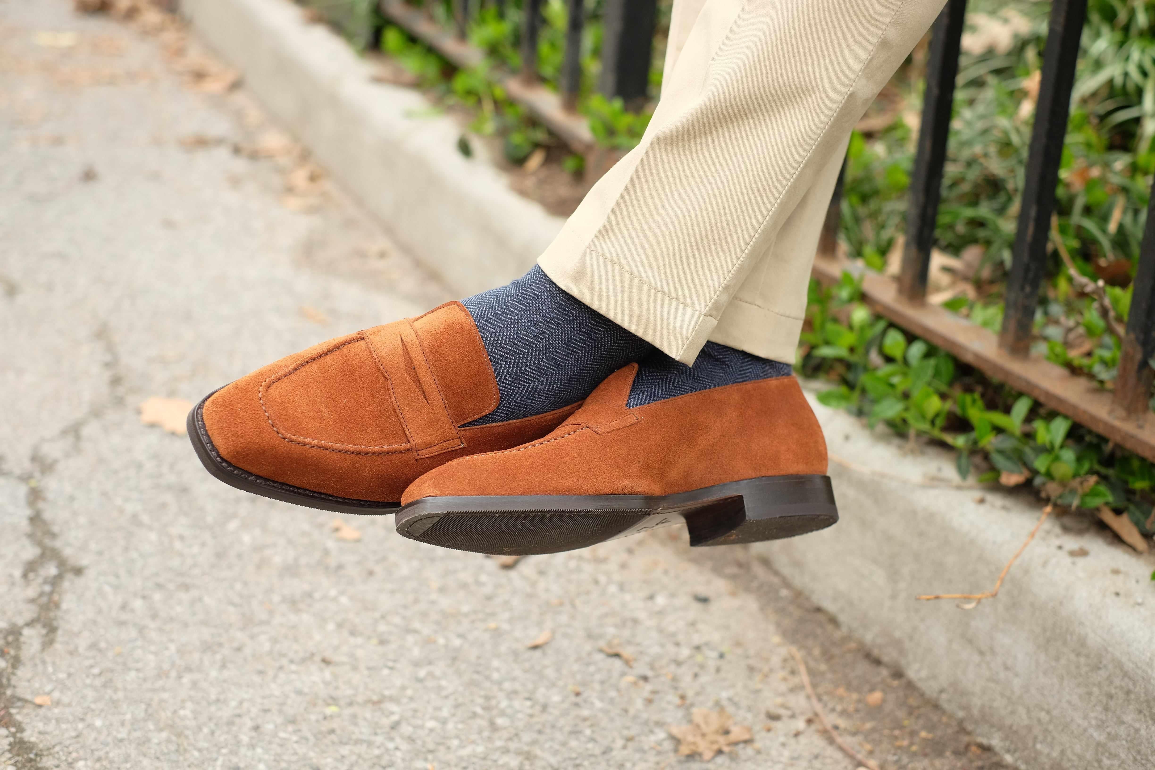 Washington - Cumin Suede-Penny Loafers-J.FitzPatrick Footwear