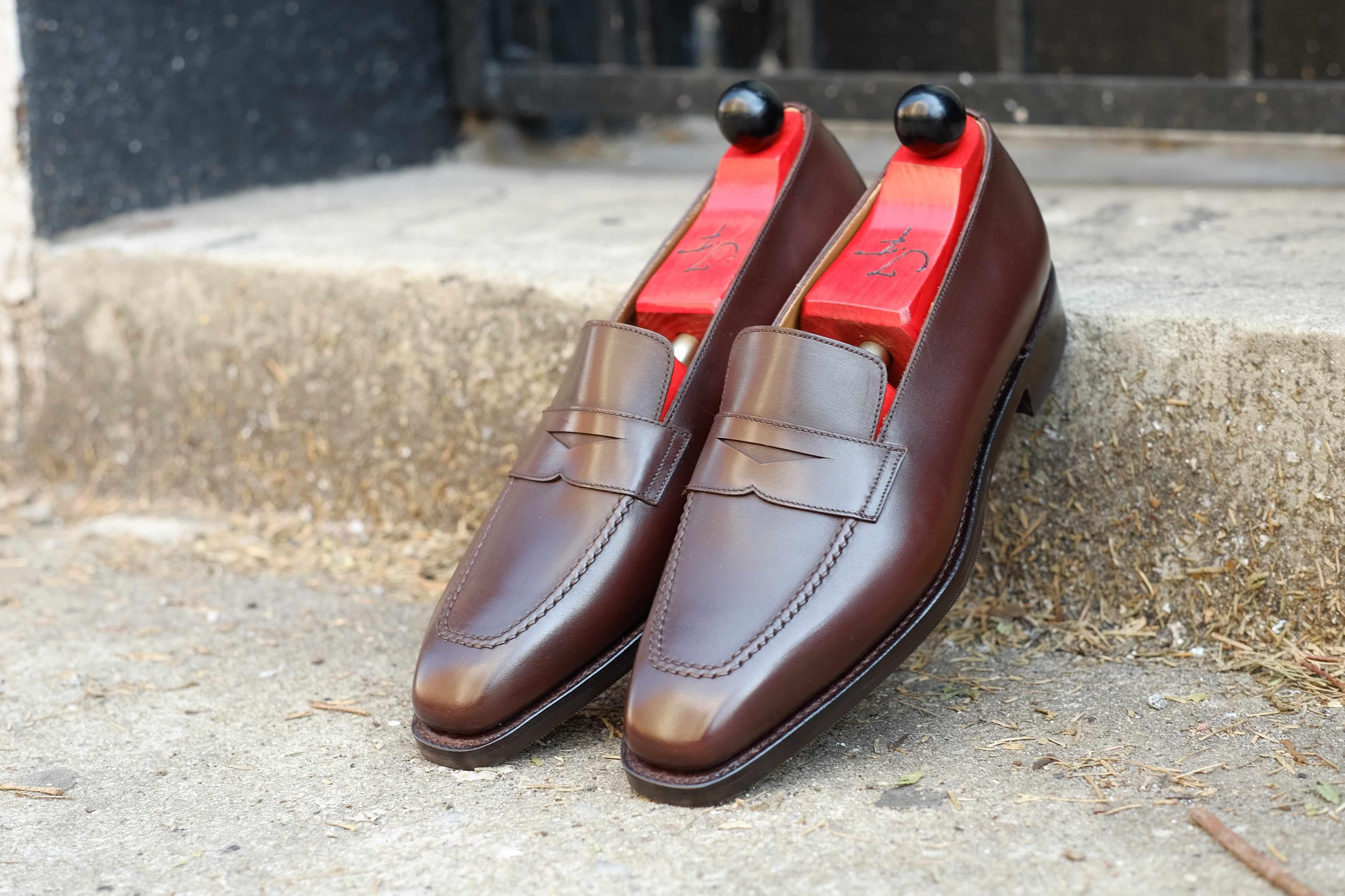 Washington - Dark Oak Calf-Penny Loafers-J.FitzPatrick Footwear