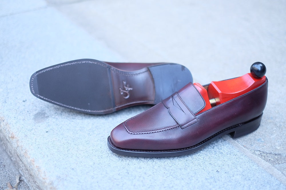 Washington - Sangria Calf-Penny Loafers-J.FitzPatrick Footwear