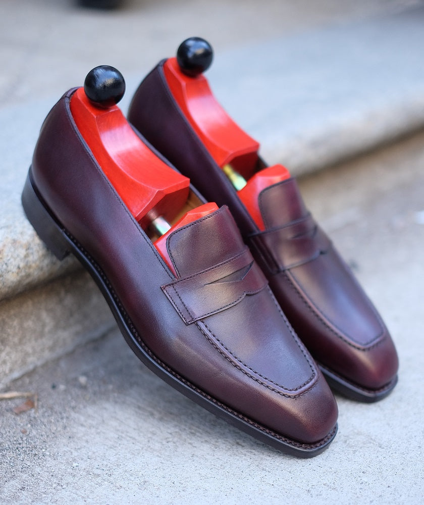 Washington - Sangria Calf-Penny Loafers-J.FitzPatrick Footwear