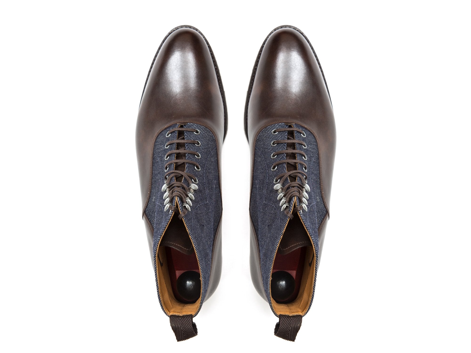 Wedgwood - MTO - Antique Brown Calf / Denim - TMG Last - Single Leather Sole-Made To Order Lace Laceup Balmoral Boot-J.FitzPatrick Footwear