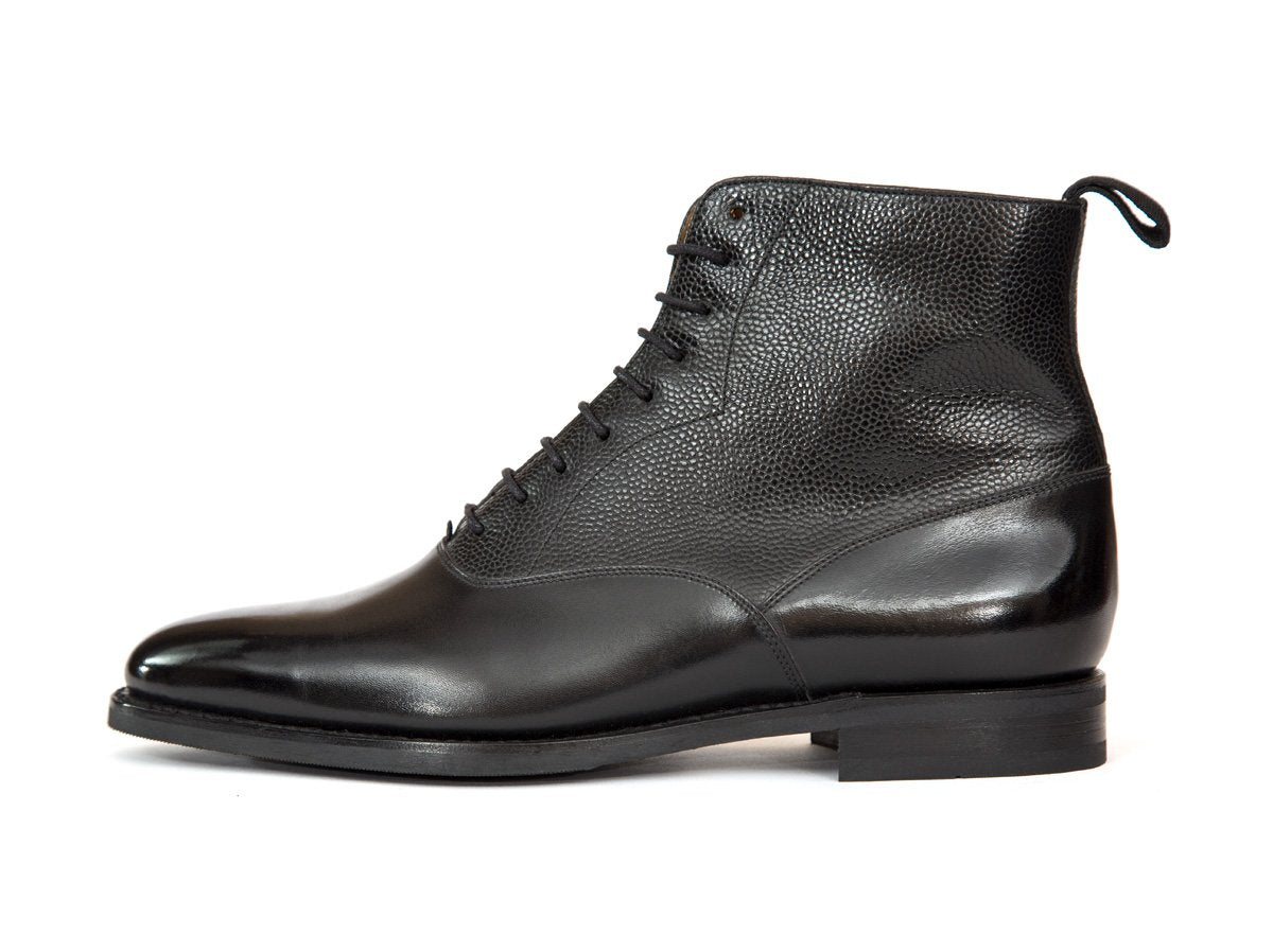 Wedgwood - MTO - Black Calf / Black Pebble Grain - TMG Last - City Rubber Sole-Made To Order Lace Laceup Balmoral Boot-J.FitzPatrick Footwear