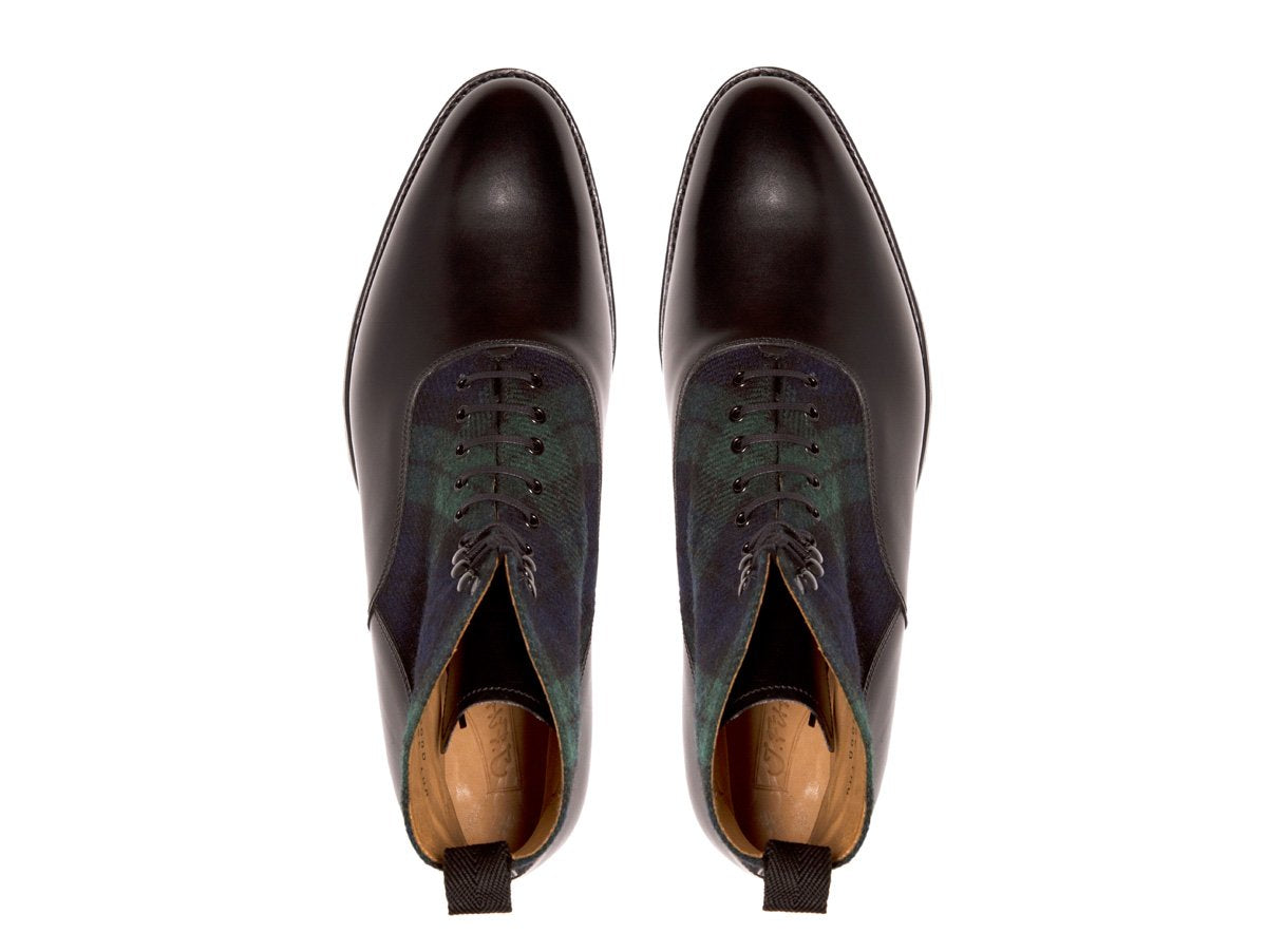 Wedgwood - MTO - Black Calf / Blackwatch Tartan - TMG Last - Single Leather Sole-Made To Order Lace Laceup Balmoral Boot-J.FitzPatrick Footwear