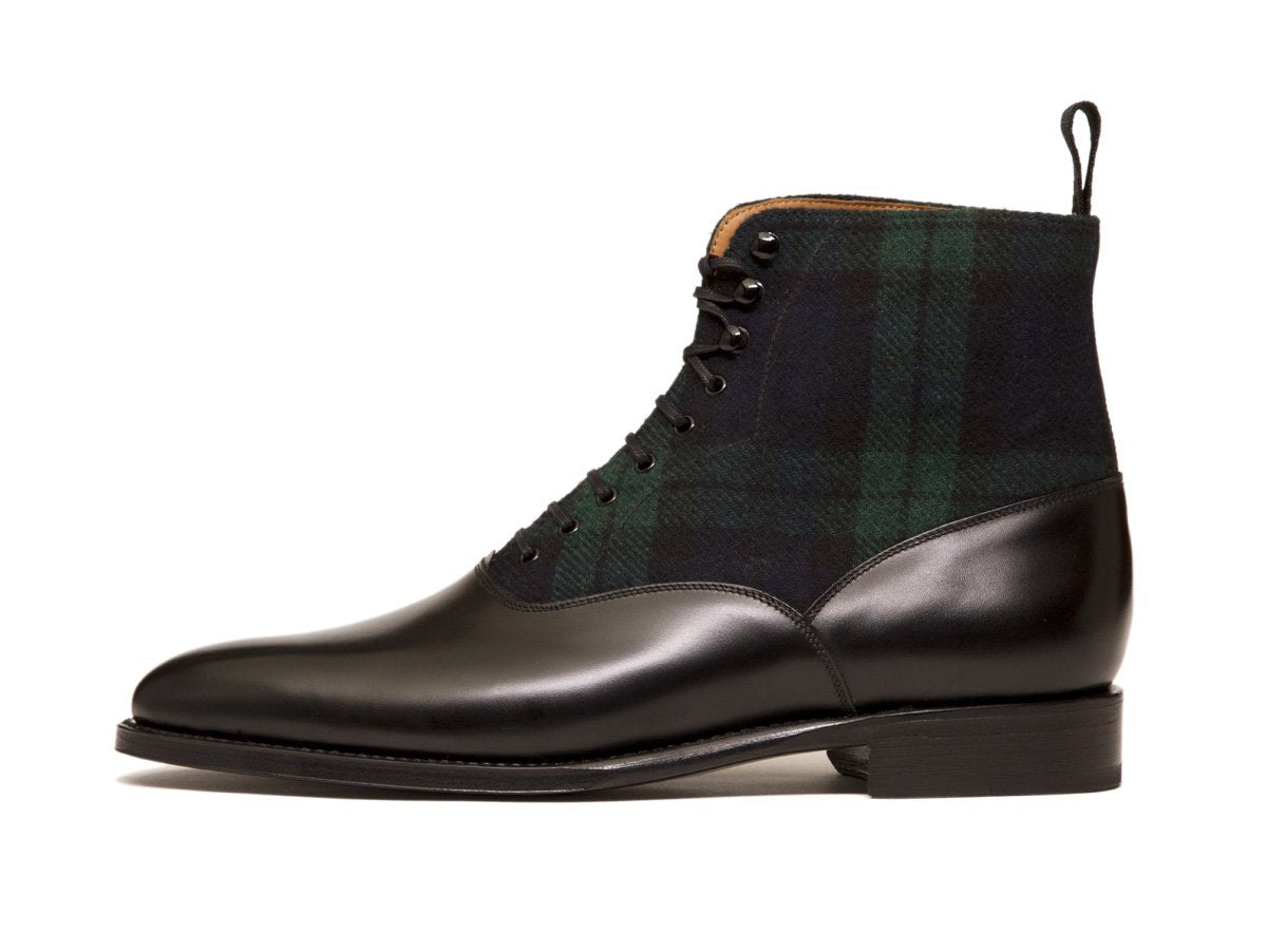 Wedgwood - MTO - Black Calf / Blackwatch Tartan - TMG Last - Single Leather Sole-Made To Order Lace Laceup Balmoral Boot-J.FitzPatrick Footwear