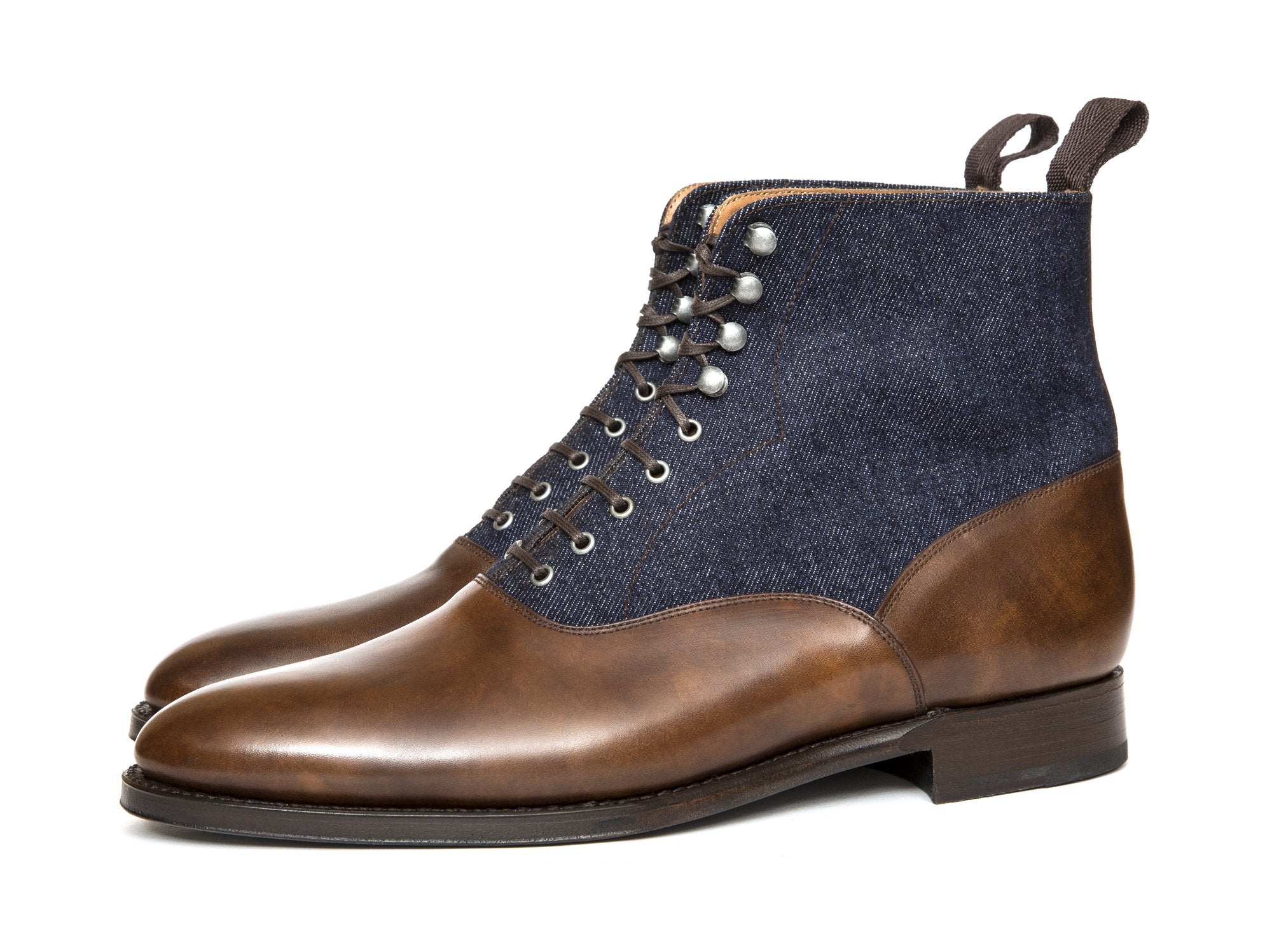 Wedgwood - MTO - Copper Museum Calf / Denim - TMG Last - Single Leather Sole-Made To Order Lace Laceup Balmoral Boot-J.FitzPatrick Footwear