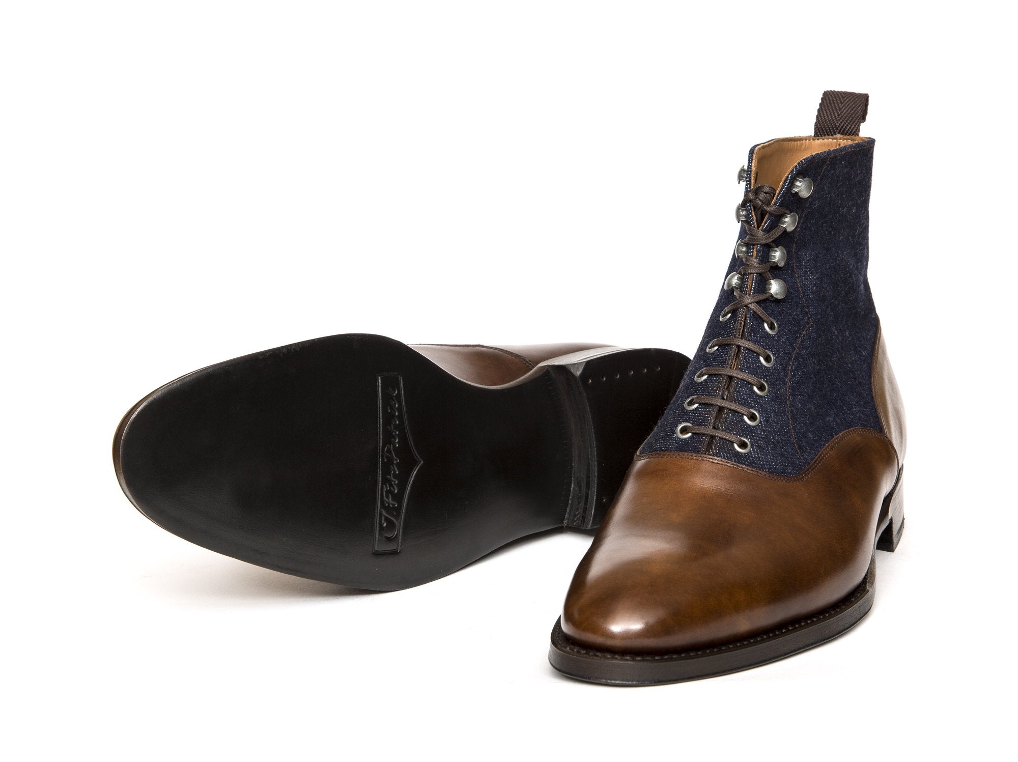 Wedgwood - MTO - Copper Museum Calf / Denim - TMG Last - Single Leather Sole-Made To Order Lace Laceup Balmoral Boot-J.FitzPatrick Footwear