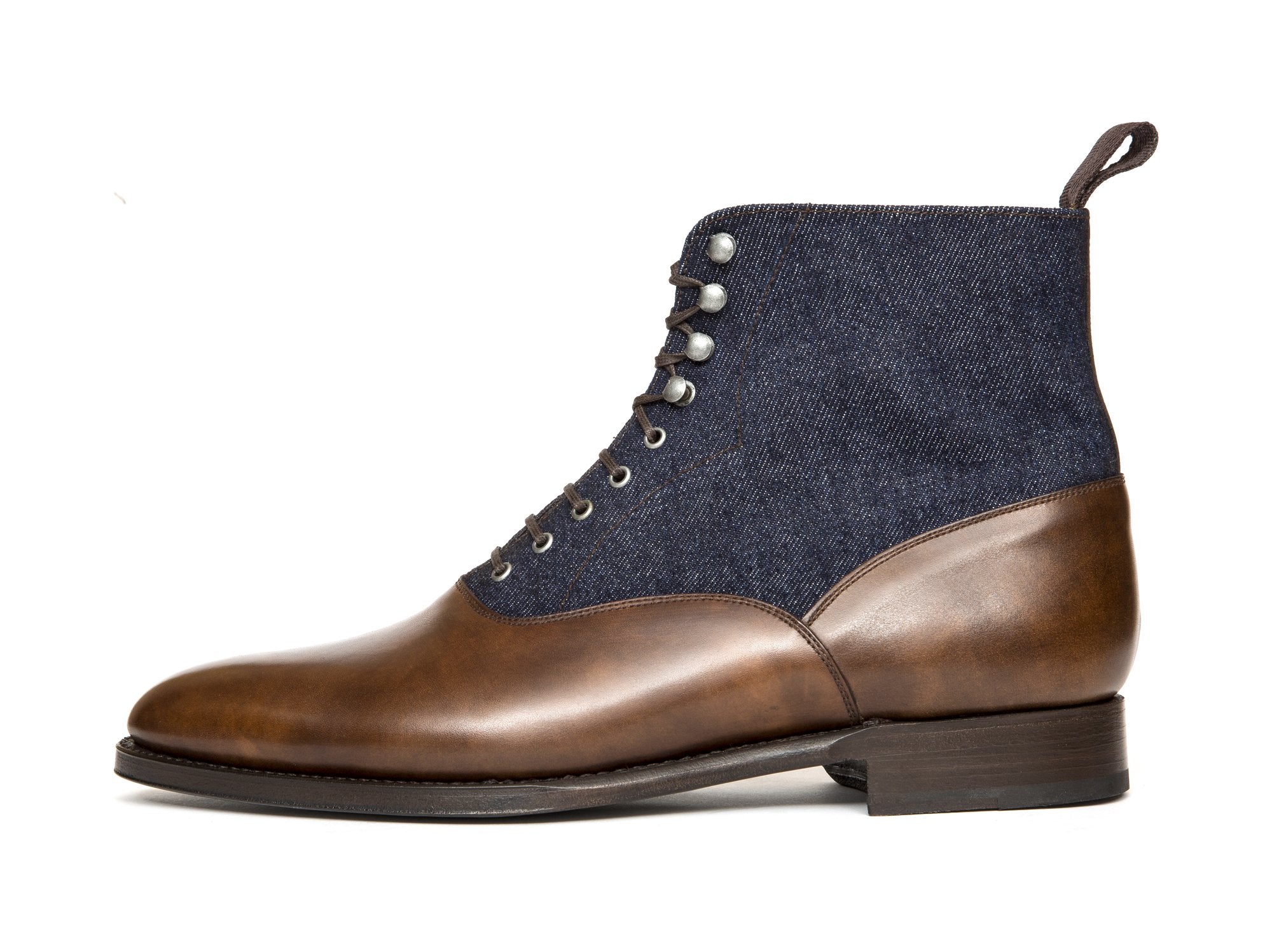 Wedgwood - MTO - Copper Museum Calf / Denim - TMG Last - Single Leather Sole-Made To Order Lace Laceup Balmoral Boot-J.FitzPatrick Footwear