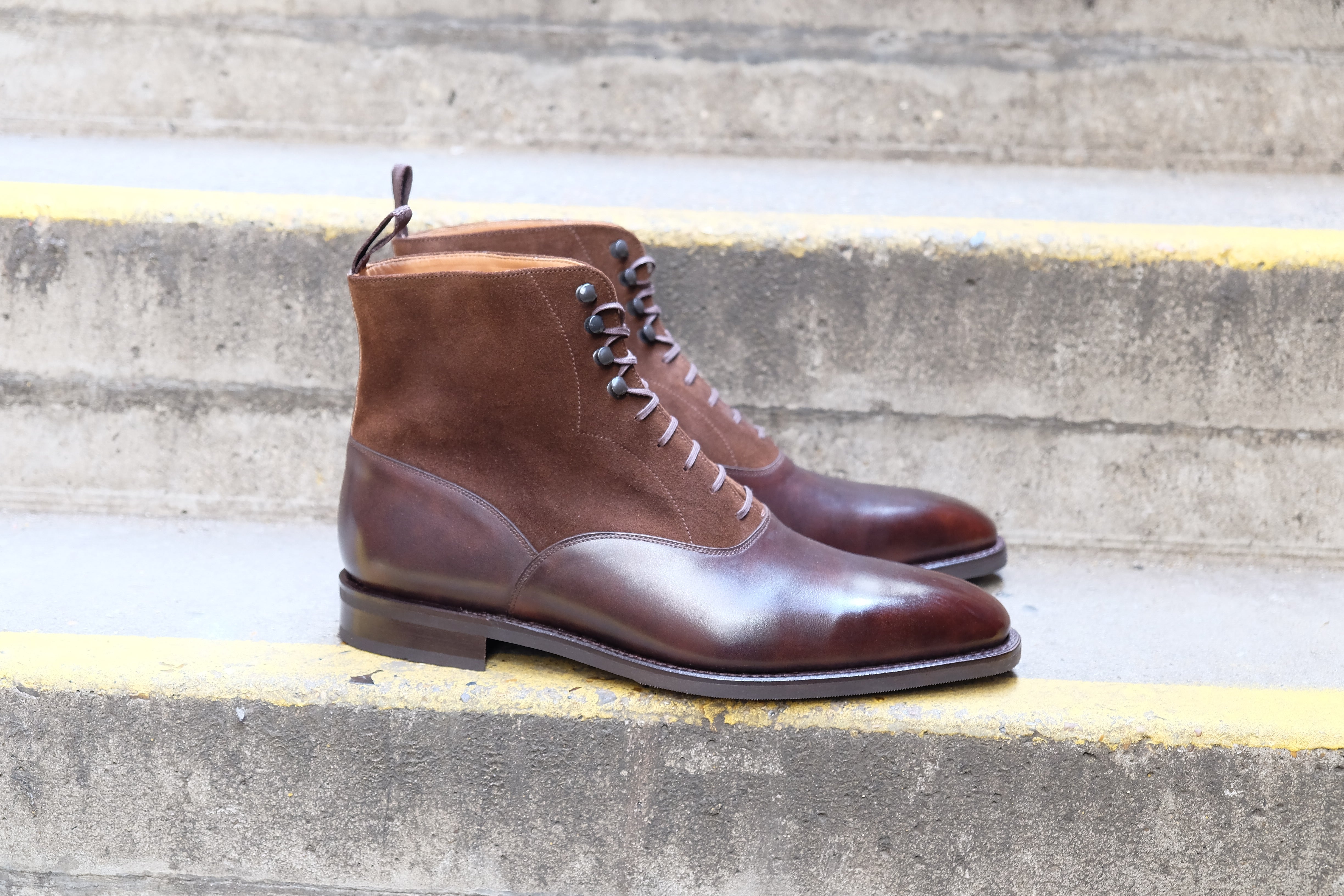 Wedgwood - MTO - Dark Brown Museum Calf / Dark Brown Suede-Made To Order Lace Laceup Balmoral Boot-J.FitzPatrick Footwear