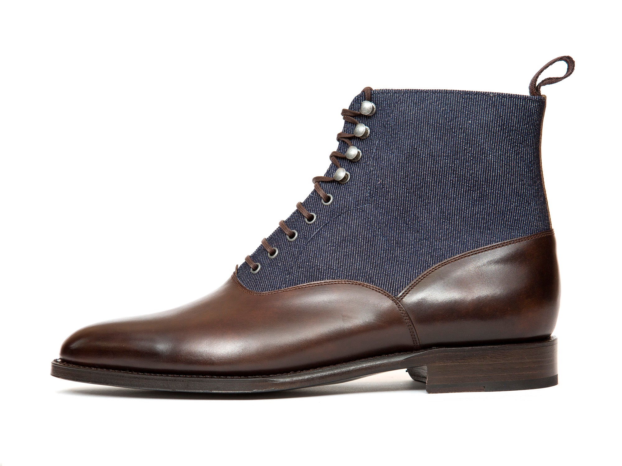 Wedgwood - MTO - Dark Brown Museum Calf / Denim - TMG Last - Single Leather Sole-Made To Order Lace Laceup Balmoral Boot-J.FitzPatrick Footwear