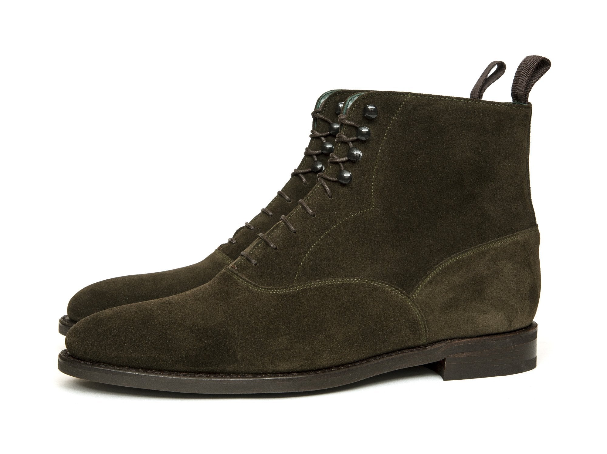 Wedgwood - MTO - Moss Suede - TMG Last - Country Rubber Sole-Made To Order Lace Laceup Balmoral Boot-J.FitzPatrick Footwear