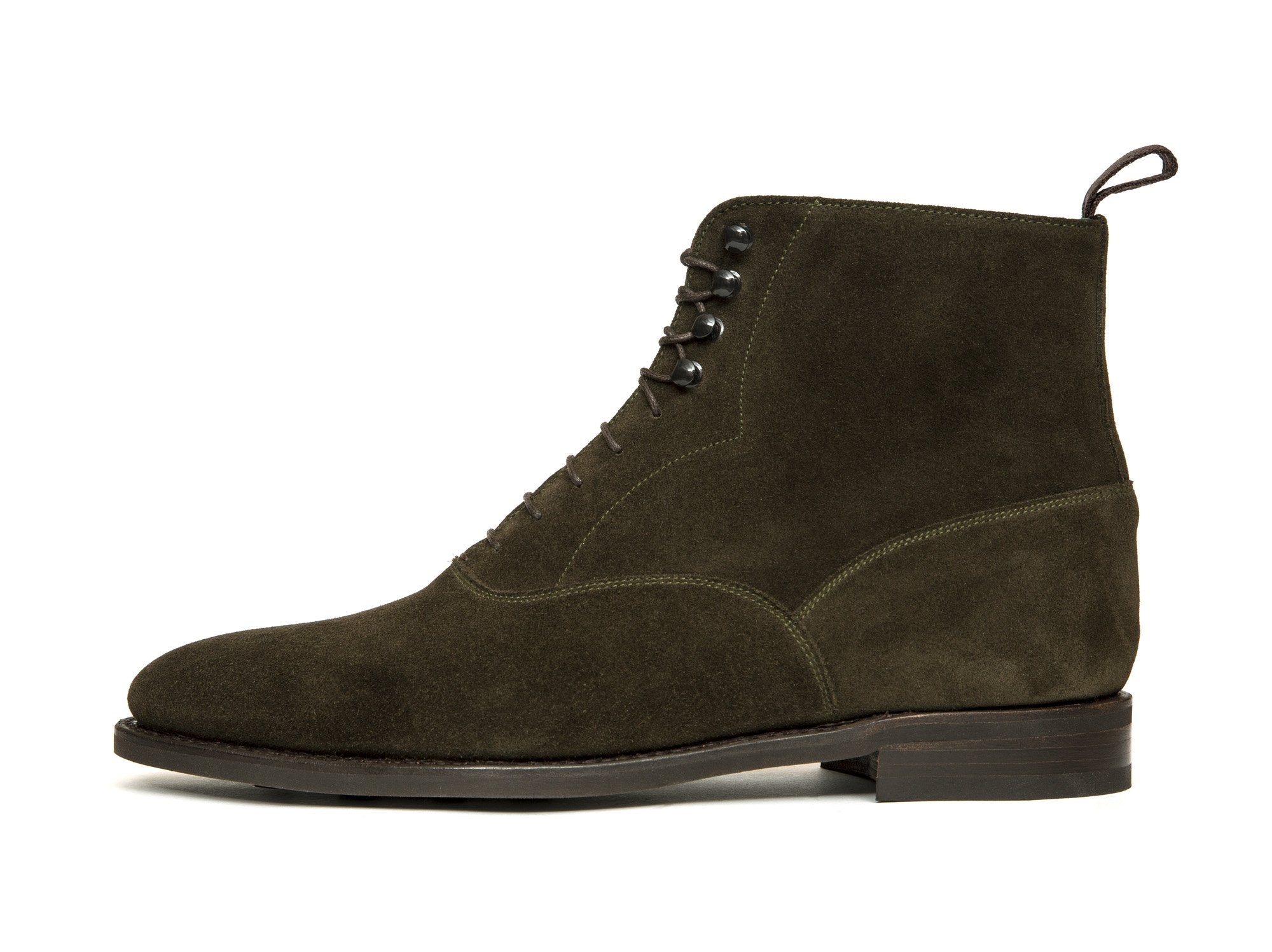 Wedgwood - MTO - Moss Suede - TMG Last - Country Rubber Sole-Made To Order Lace Laceup Balmoral Boot-J.FitzPatrick Footwear
