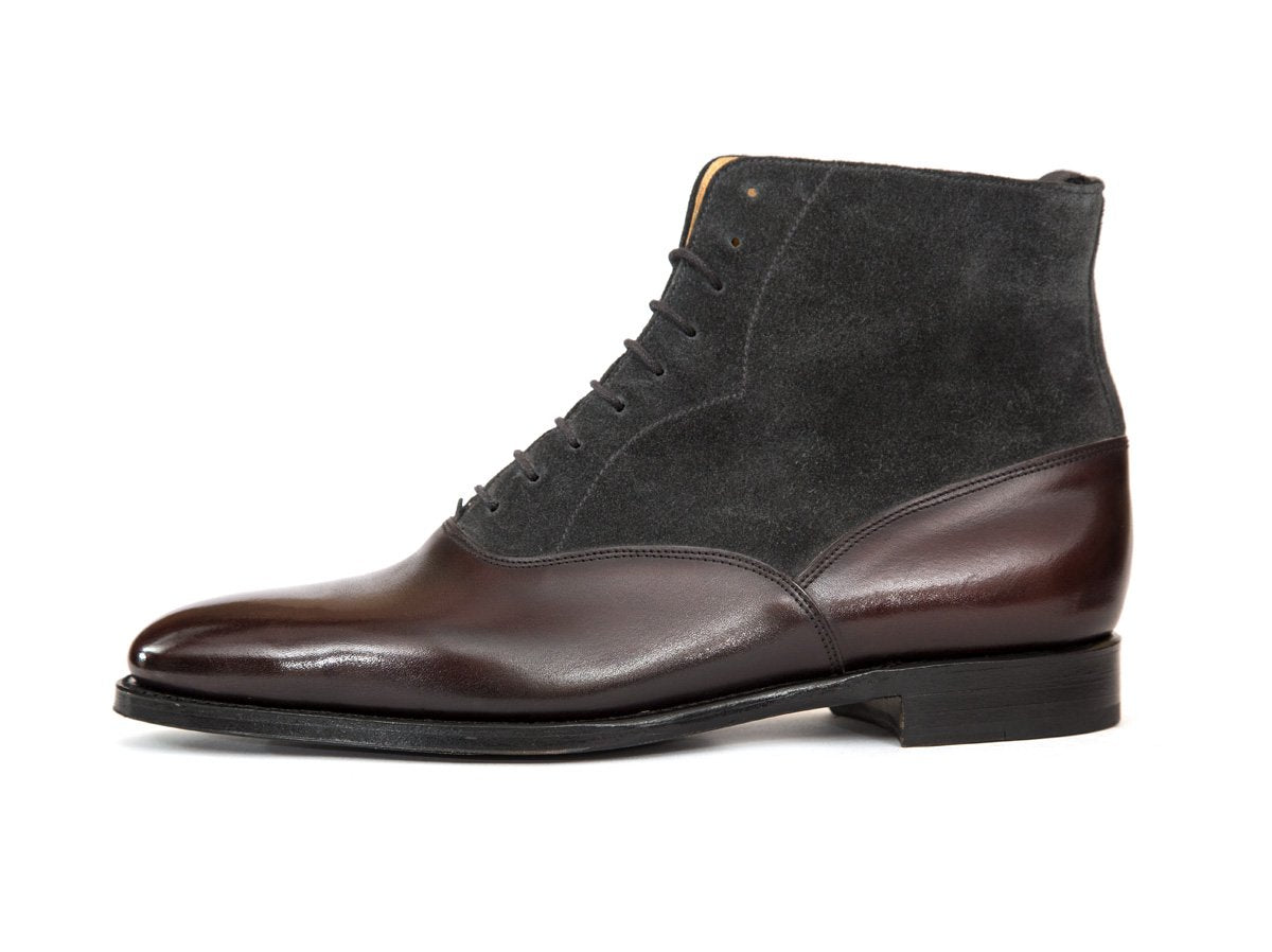 Wedgwood - MTO - Shaded Merlot Calf / Charcoal Suede - TMG Last - Single Leather Sole-Made To Order Lace Laceup Balmoral Boot-J.FitzPatrick Footwear
