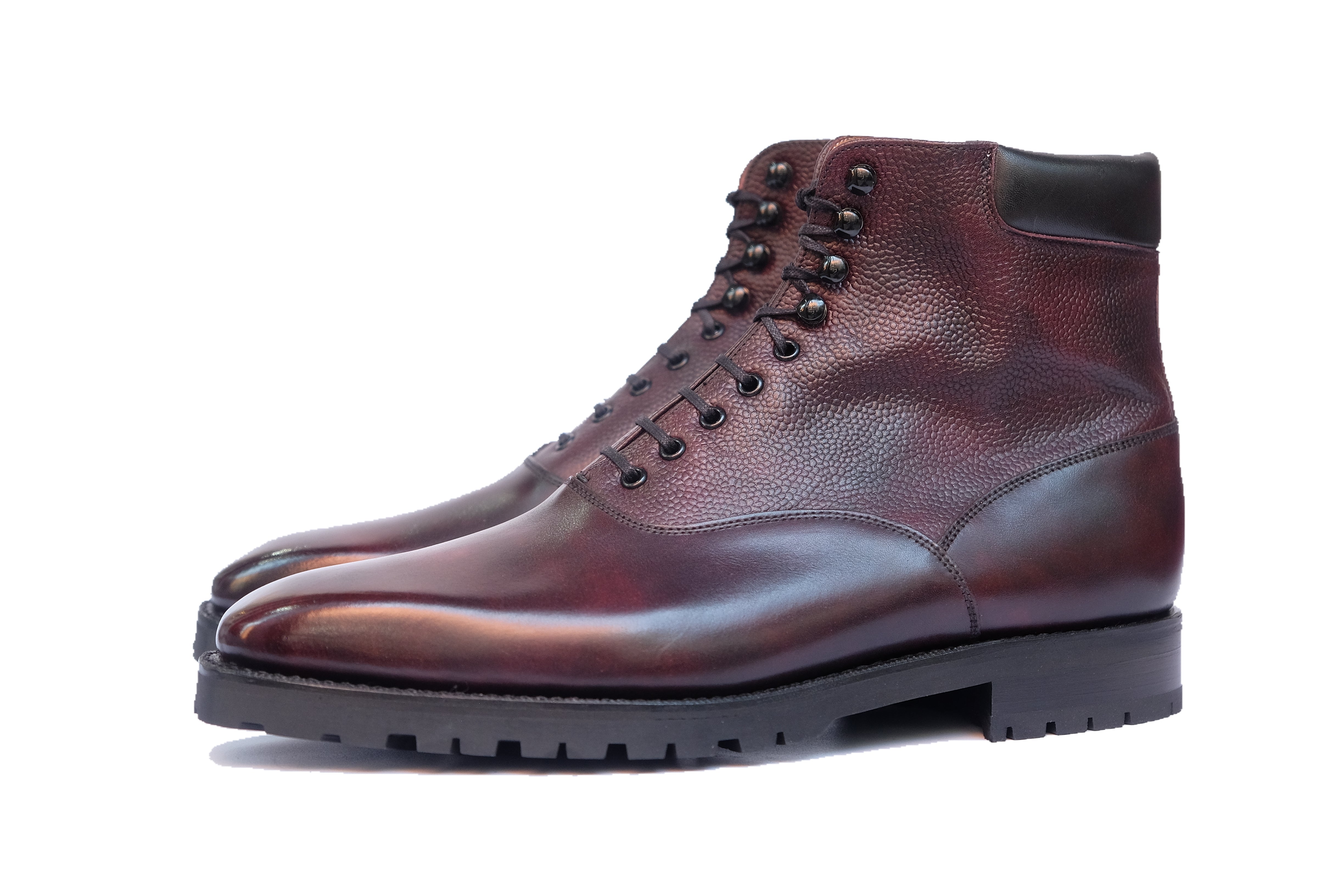 Wedgwood Redux - MTO - Plum Museum Calf / Plum Museum Grain - MGF Last - Double Commando Sole-Made To Order Lace Laceup Balmoral Boot-J.FitzPatrick Footwear