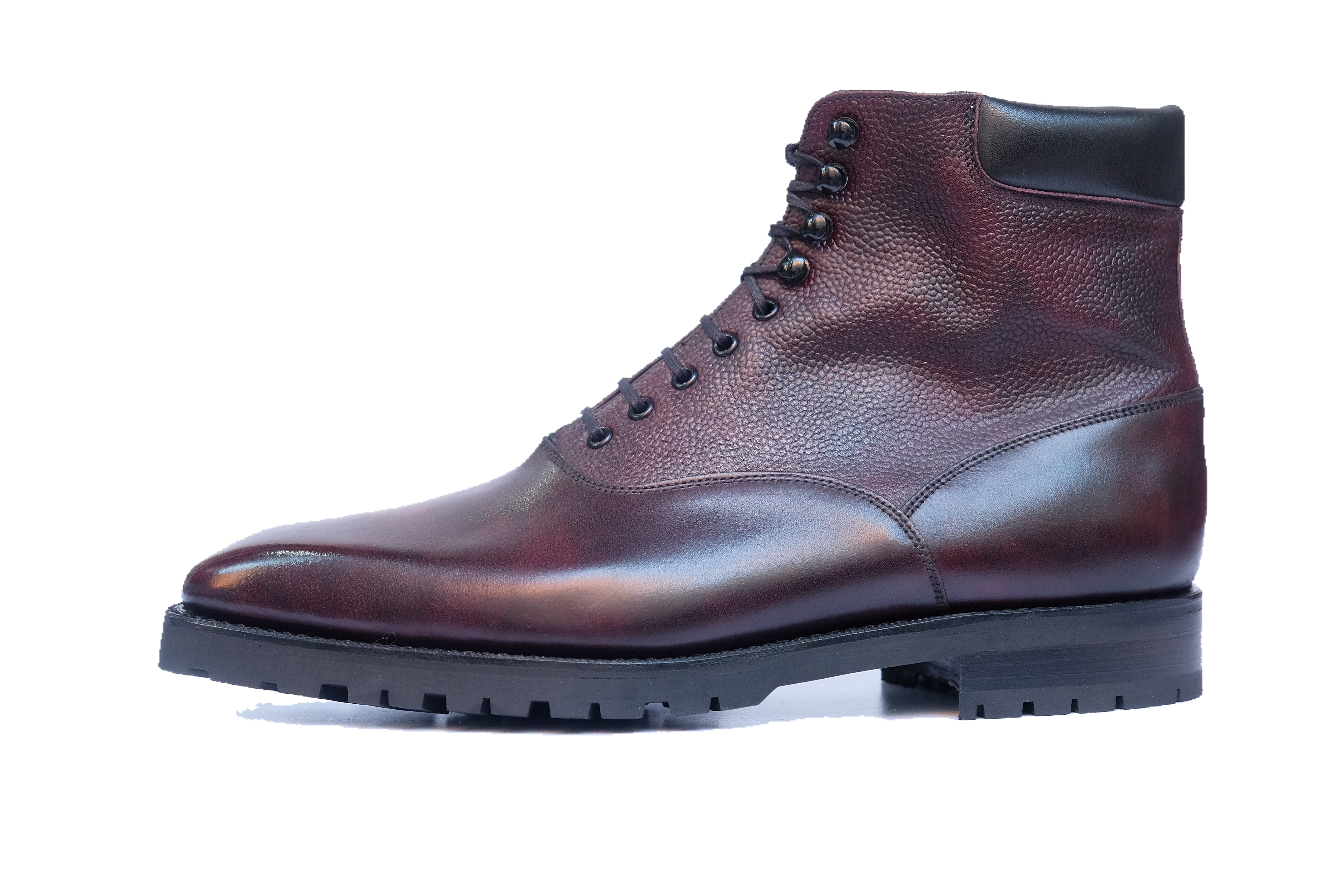 Wedgwood Redux - MTO - Plum Museum Calf / Plum Museum Grain - MGF Last - Double Commando Sole-Made To Order Lace Laceup Balmoral Boot-J.FitzPatrick Footwear