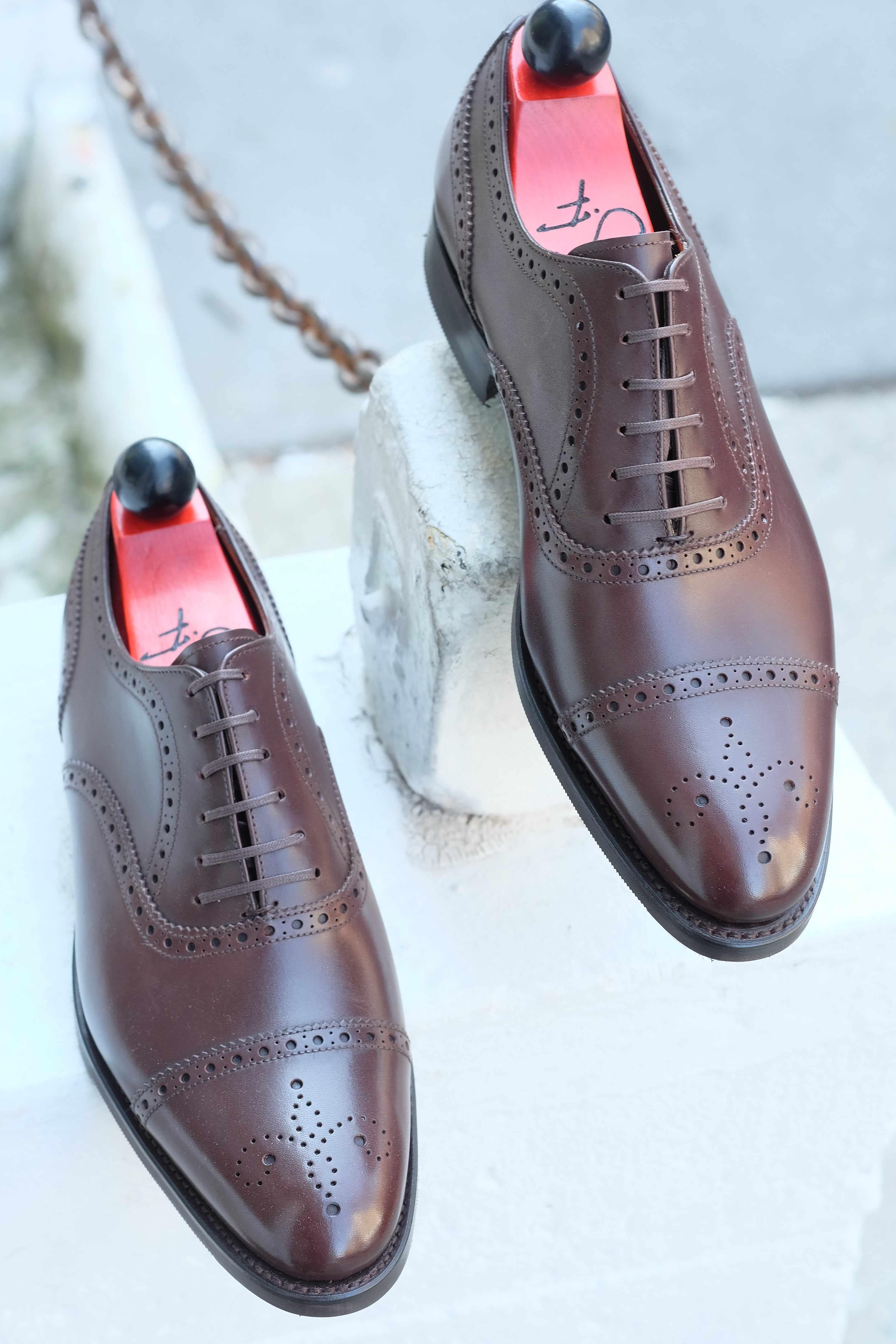 Wenatchee - Dark Oak Calf-Captoe Cap Toe Brogue Oxfords-J.FitzPatrick Footwear